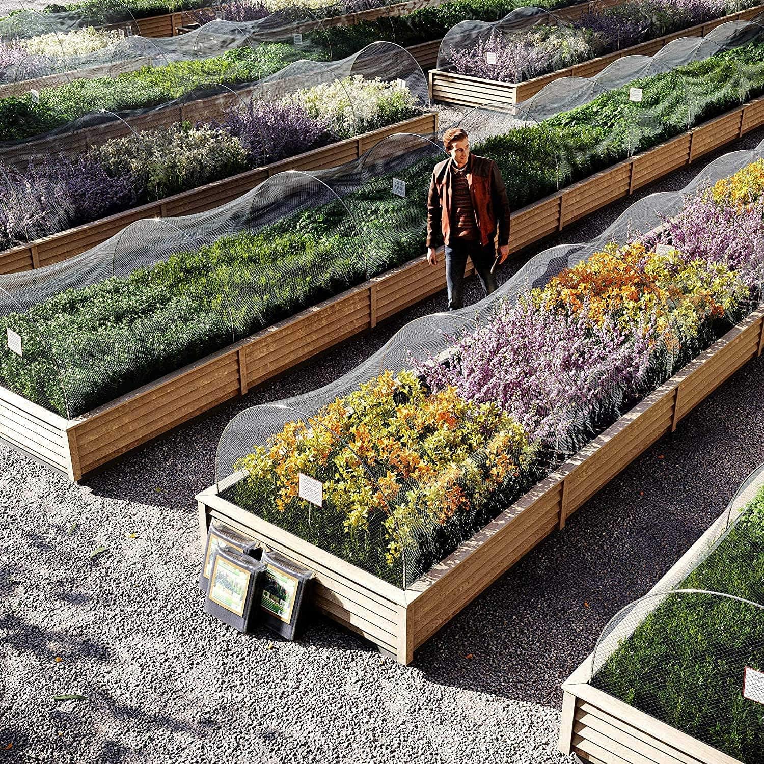 Red de jardín, cubierta de malla de barrera para mosquitos, cubierta de malla gruesa para proteger plantas, verduras, frutas y flores (10 x 13 pies)