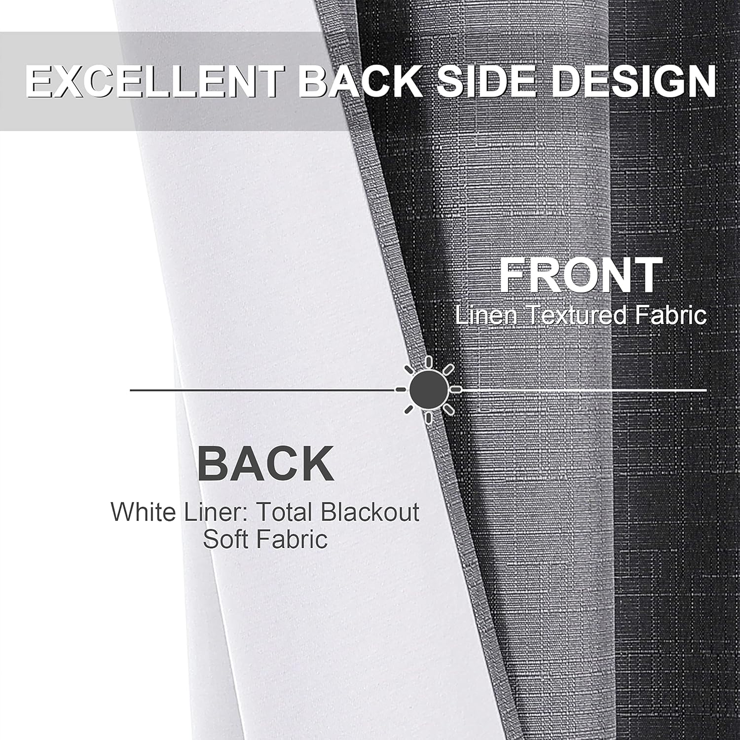Cortinas 100% opacas con textura de lino para dormitoriosala de estar, cortinas de tratamiento de ventanas de ahorro de energía, tela de arpillera