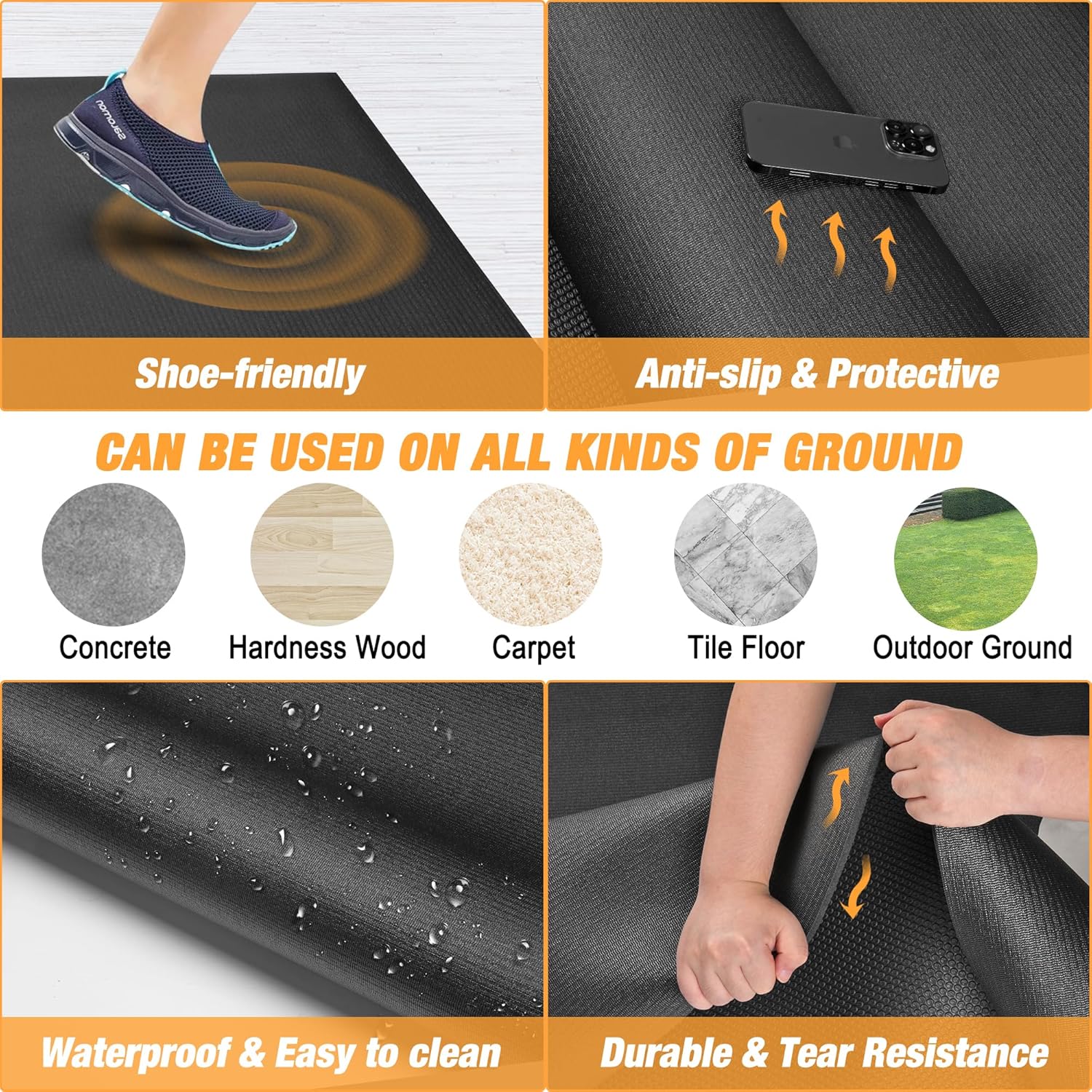 Large Exercise Mat for Home Workout – 6’x4’8’x6’10’x6’12’x6′(7mm) Ultra-Durable Workout Mat for Home Gym Flooring – High Density Gym Mat for Cardio,