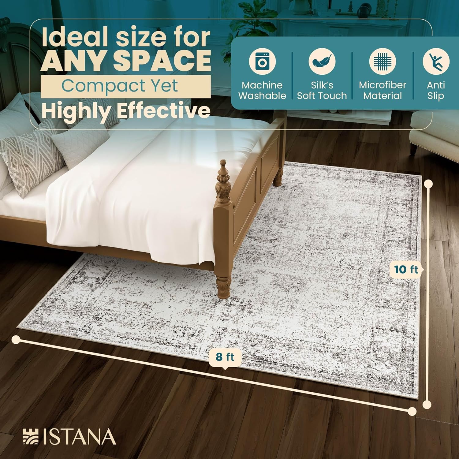 Alfombra bohemia plegable de 8 x 10 pies para sala de estar, 8 x 10, resistente a las manchas, moderna, de 8 x 10, para sala de estar, 8 x 10,