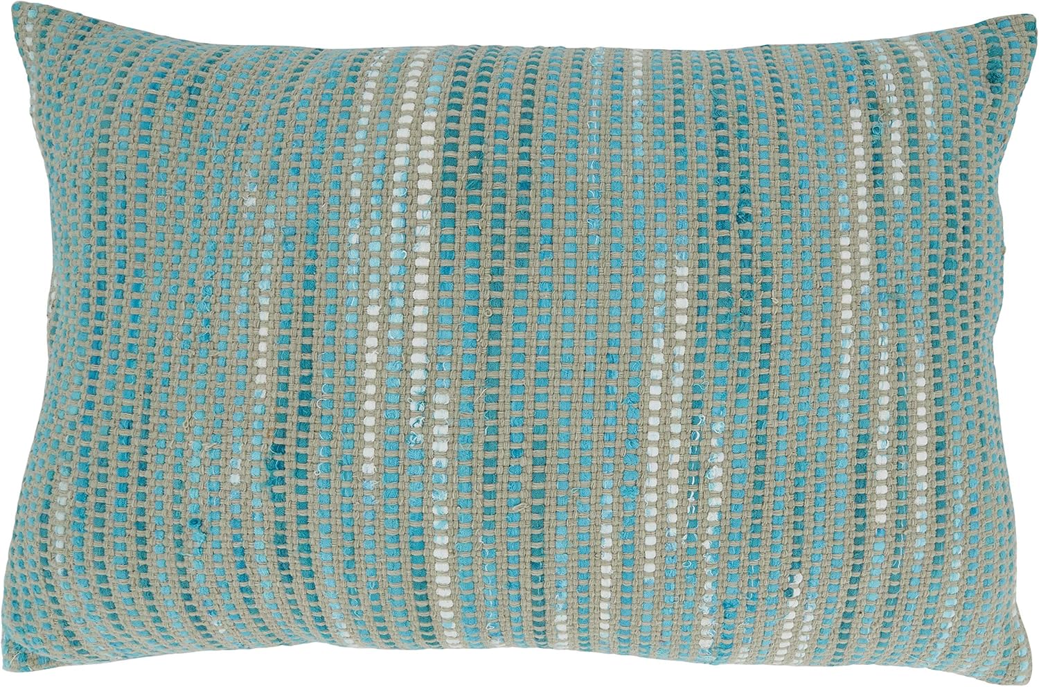 SARO LIFESTYLE Norma Collection – Almohada tejida a rayas con relleno de plumón, 16 x 24 pulgadas, color azul