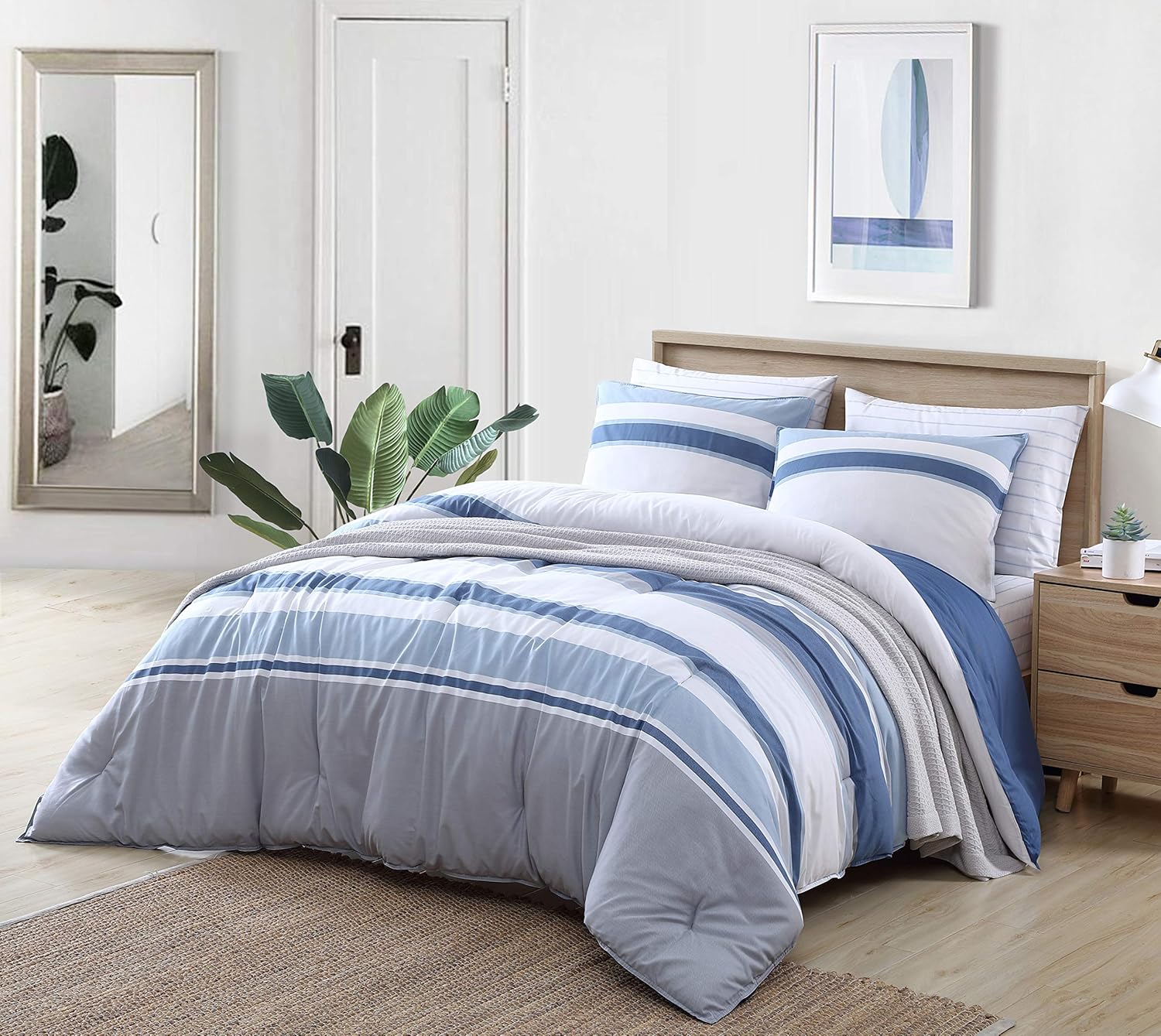 Nautica – Juego de edredón Queen, ropa de cama reversible de algodón con fundas a juego, decoración del hogar para todas las estaciones (recortadora