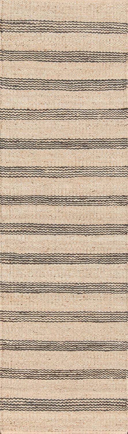 Novogratz by Momeni Montauk – Alfombra de área interior 100% yute tejida a mano, 2 pies 3 pulgadas x 10 pies, color carbón