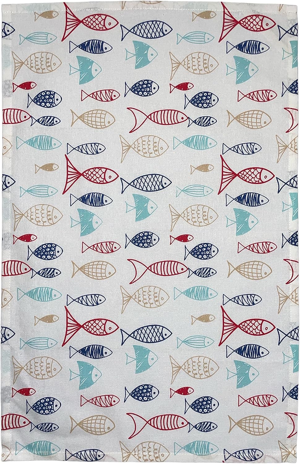 Juego de 4, 100% algodón, diseño de peces náuticos costeros, juego de toallas de cocina, incluye 2 toallas de cocina, 1 soporte para ollas y 1 horno