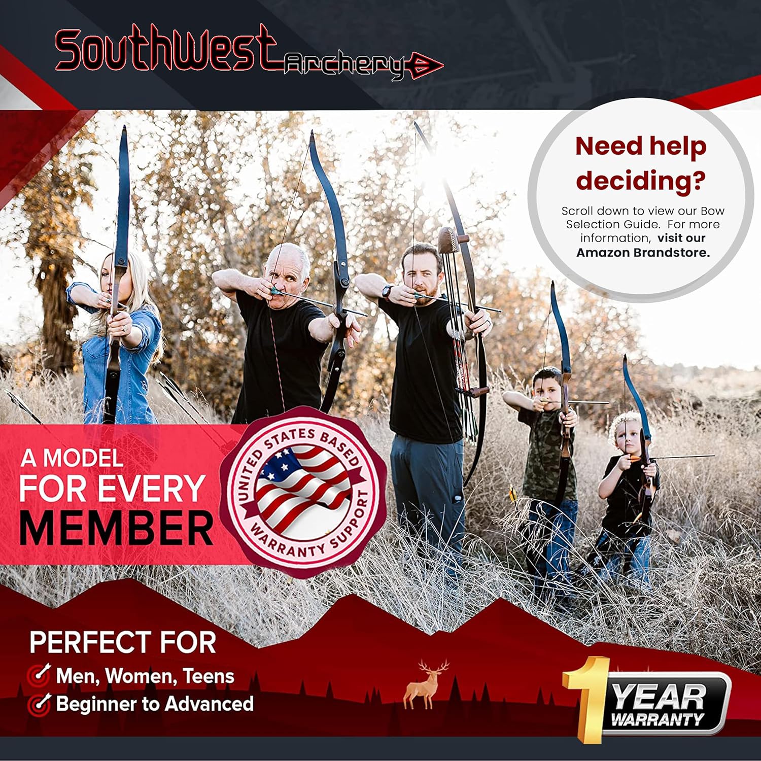 Southwest Archery Ghost Takedown Longbow  64″ Longbow Hunting Bow  Right & Left Hand  Draw Weights in 20-50 lbs  USA Based Company  Perfect for