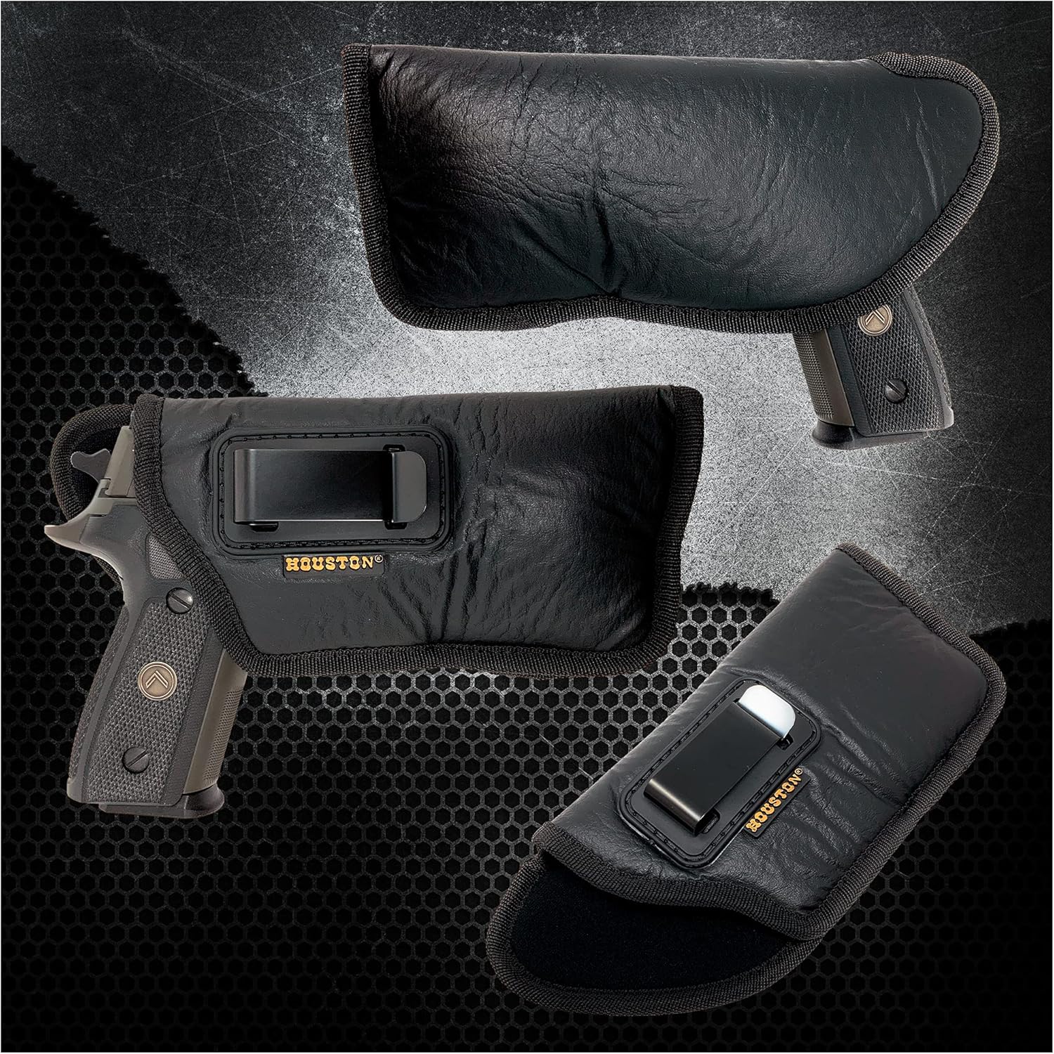 Houston Gun Holsters – Material suave de transporte oculto de cuero ecológico  Se adapta a la mayoría de tamaños medianos y completos, como GLK