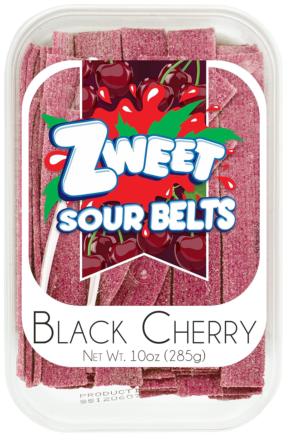 Zweet Cinturones de caramelo de cereza negra ácida de 10 onzas  Sour Kosher Candy, Halal Candy Belts  Paquete resellable de cinturones de regaliz