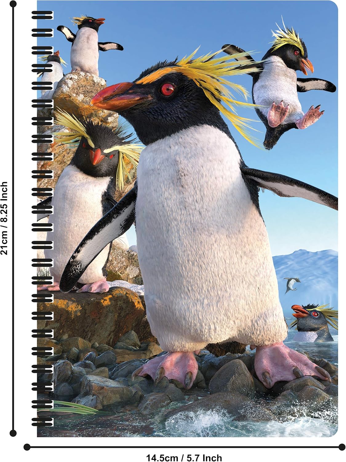 3D LiveLife Cuaderno Rockhoppers de Deluxebase. Cuaderno lenticular de pingüino 3D forrado de 80 páginas. 8.5 x 5.5 pulgadas. Excelente papelería