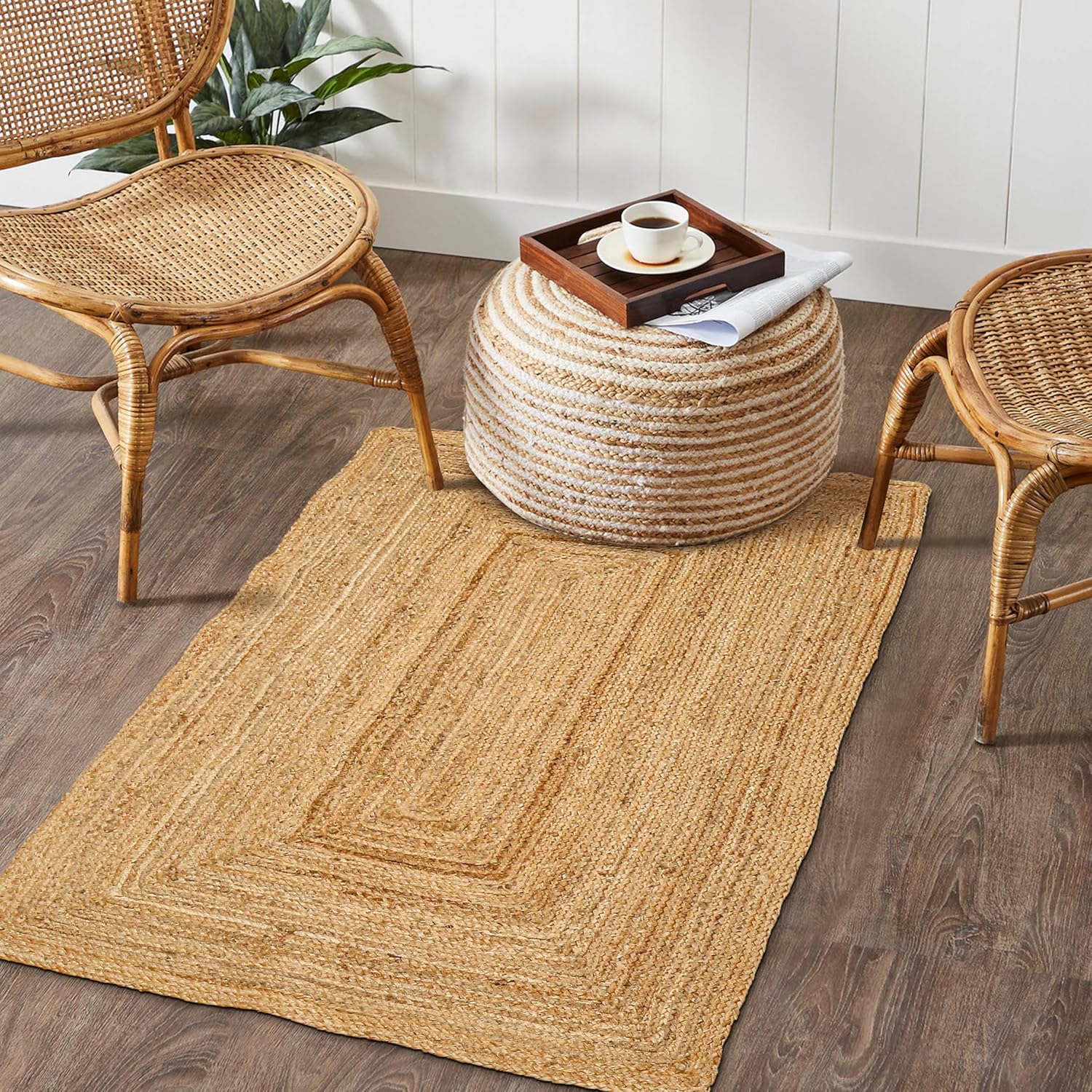 Alfombras trenzadas, 2 x 3, alfombras de área pequeña de 2 x 3, alfombra de yute para exteriores, alfombra de ratán para puerta, cocina, baño,