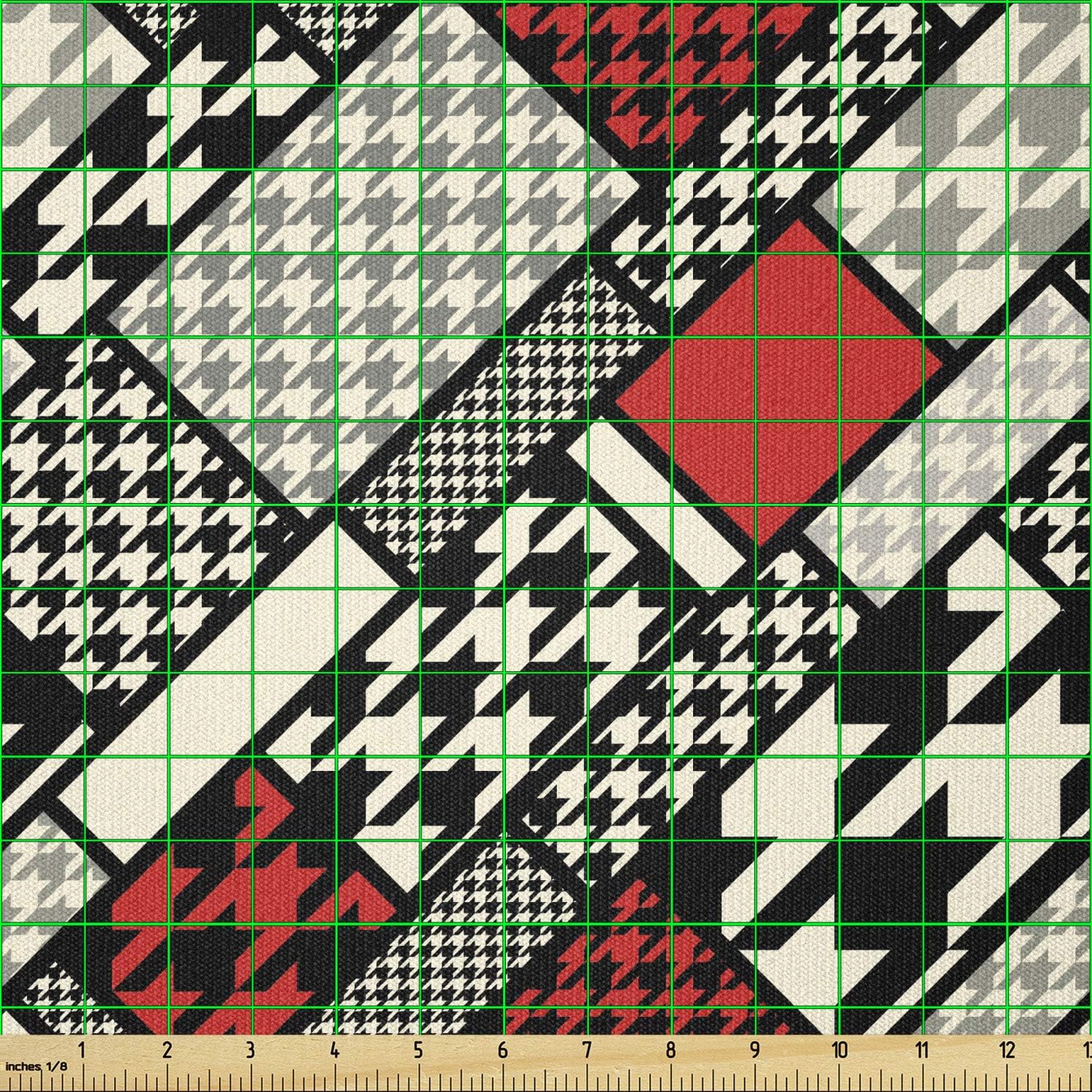 Ambesonne Tela moderna de The Yard, patrón abstracto minimalista con efecto geométrico retro de moda, tela de punto elástico para costura de ropa y