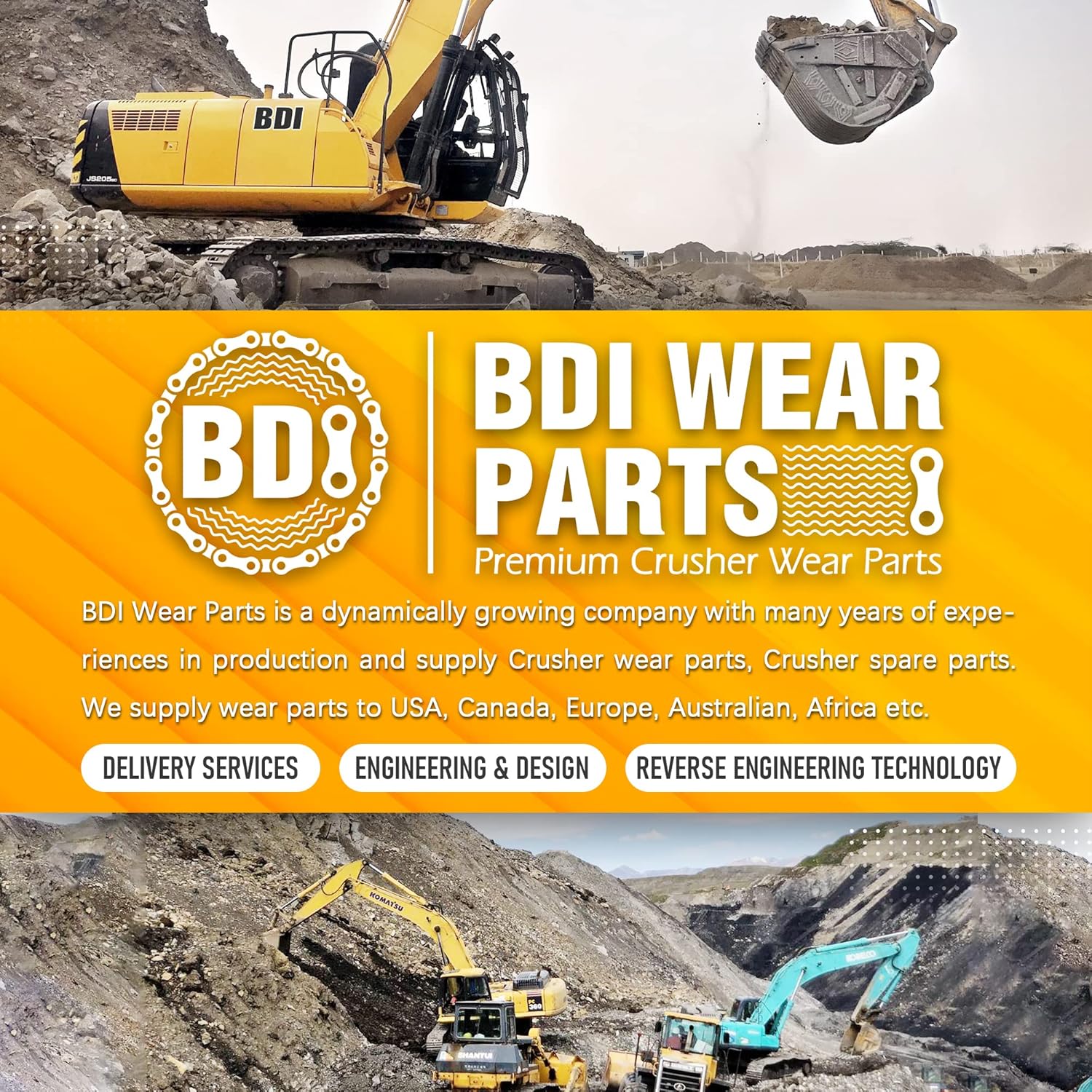 BDI Wear Parts 6737322Y, ensamblaje Bobcat estilo cubo dientes 6737325  adaptador 6737324  pasador flexible 6737326 perno y tuerca (10 juegos)