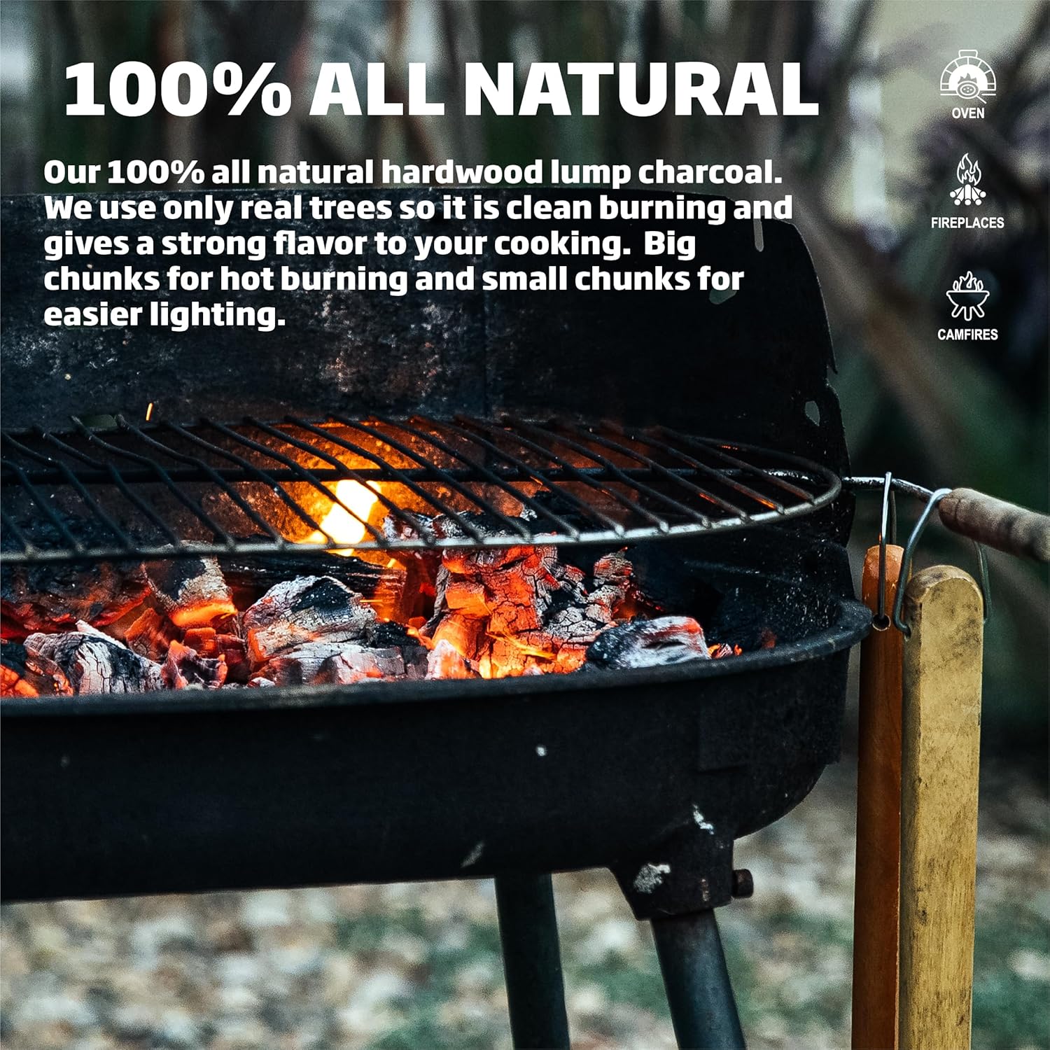 Carbón de leña dura 100% totalmente natural, súper premium, quema más caliente, más largo y limpio, trozos grandes, calidad de restaurante, 20 libras