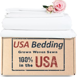 Juego de sábanas 100% fabricado en Estados Unidos. Calidad de hotel, percal de lujo. Blanco, 4 piezas matrimoniales. Bolsillo profundo, sábana Juego de sábanas 100% fabricado en Estados Unidos. Calidad de hotel, percal de lujo. Blanco, 4 piezas matrimoniales. Bolsillo profundo, sábana