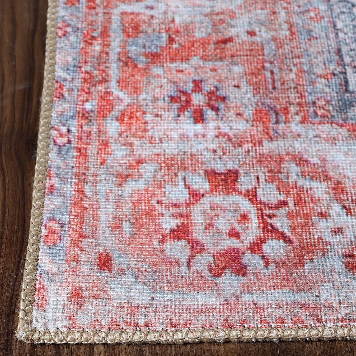 SUPERIOR Alfombra clásica de tejido plano floral antiguo, 5 pies x 7 pies 6 pulgadas, color rojo baya
