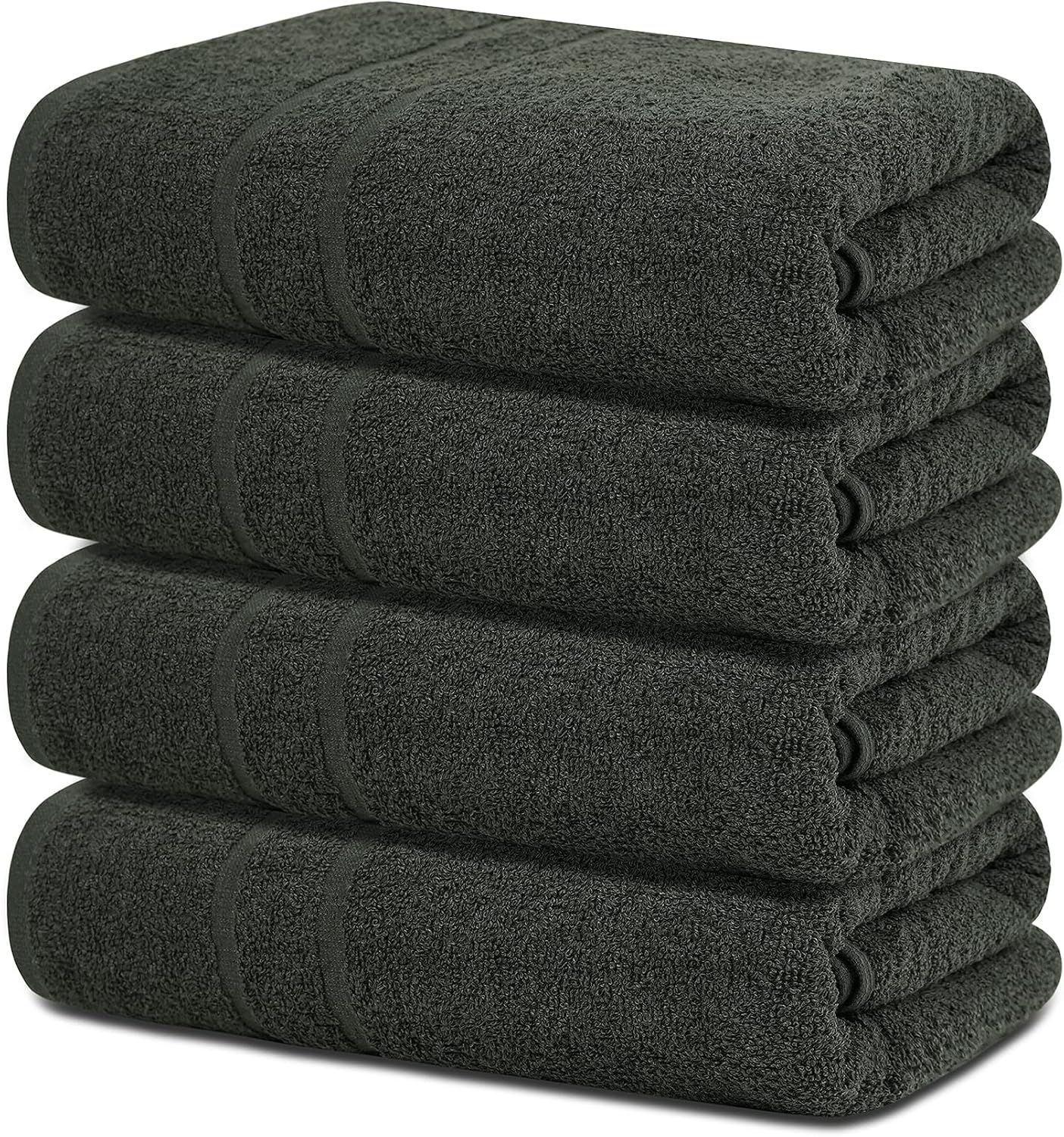 Toallas de baño de algodón, toallas de baño grandes de 27 x 52 pulgadas, paquete de 4, color gris, toallas suaves y absorbentes, para baño,