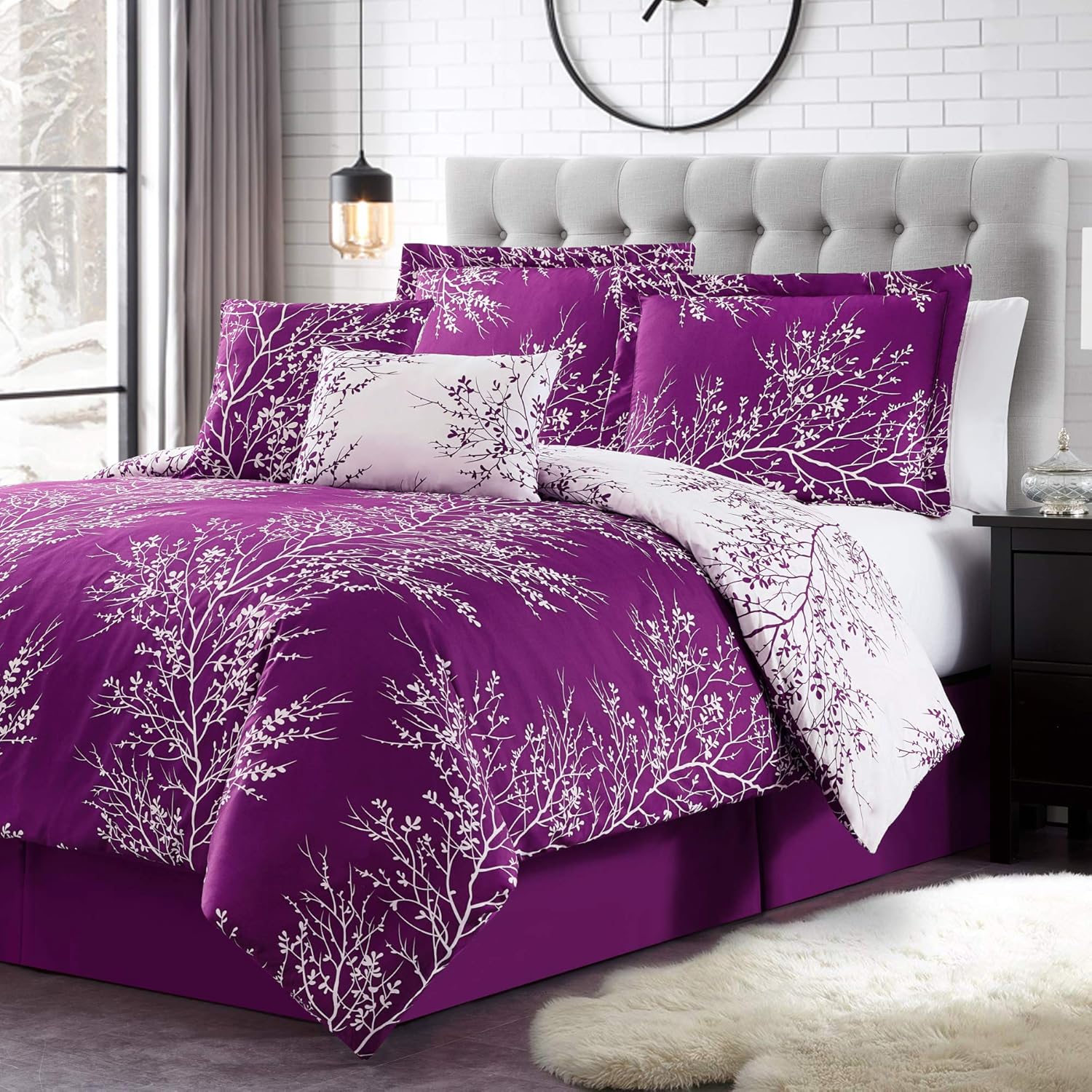 Spirit Linen – Juego de edredón con estampado de árboles y textura suave de la Colección Baby Platino