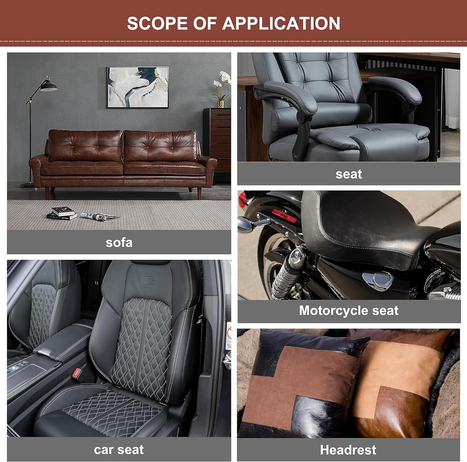 Kit de cinta adhesiva de reparación de cuero, reparación de cuero autoadhesiva para muebles, sofá, asientos de automóvil, silla de oficina, kit de