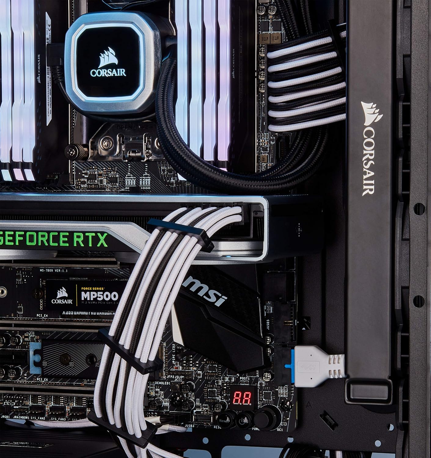 Corsair Cables EPS12VATX12V prémium con funda individual, color blanco, para fuentes de alimentación Corsair