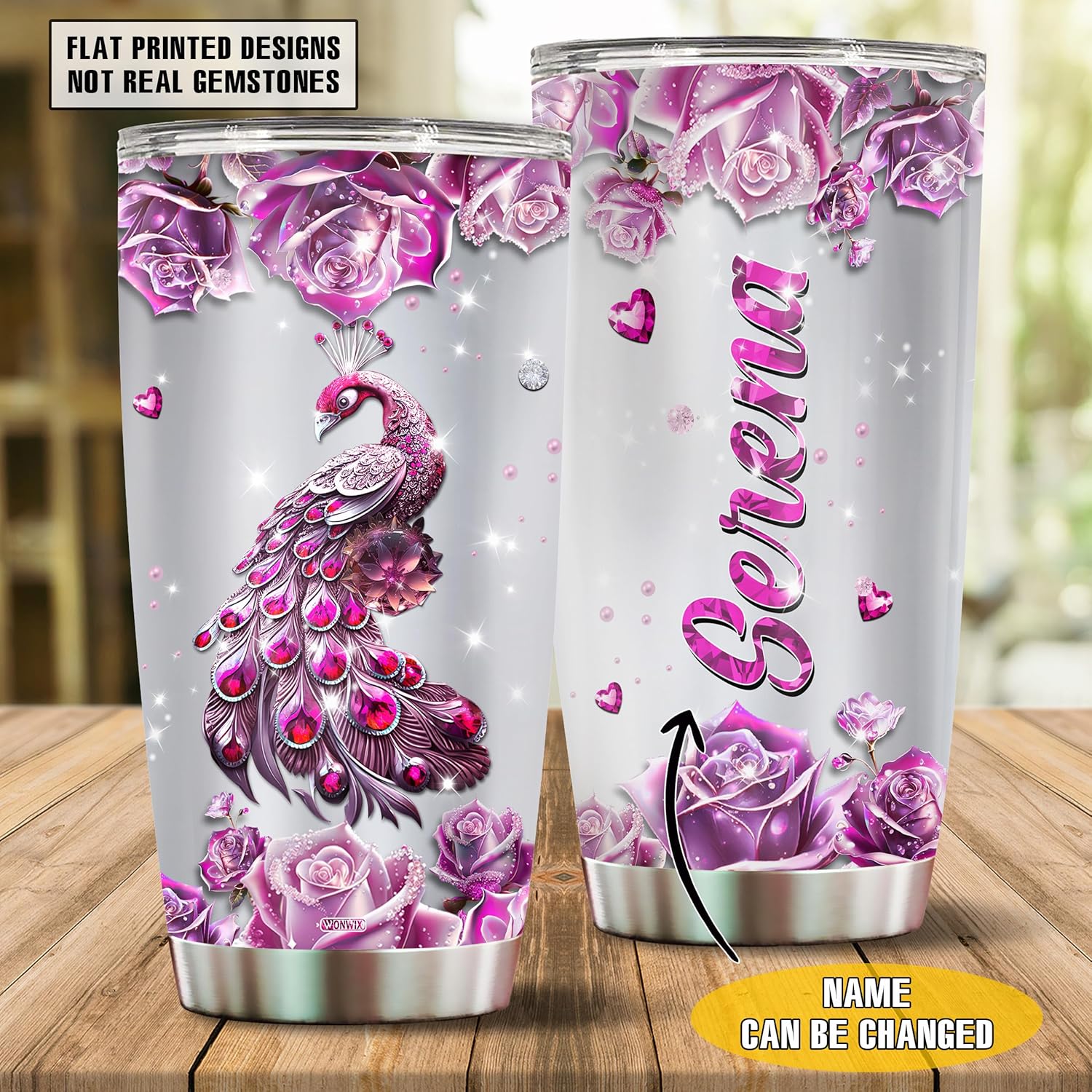 Regalos personalizados de pavo real para mujeres, taza de café aislada de acero inoxidable de 20 onzas, botella de agua, termos, regalo para esposa,