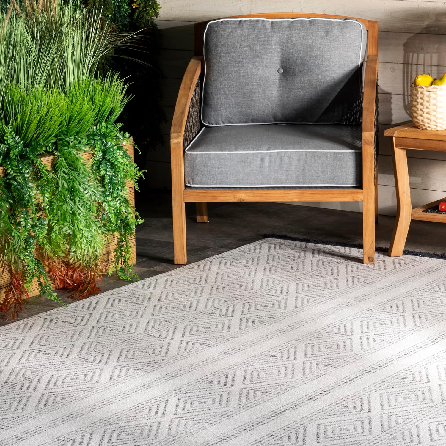 nuLOOM Alfombra Miriam a rayas para interiores y exteriores, 12×15, gris