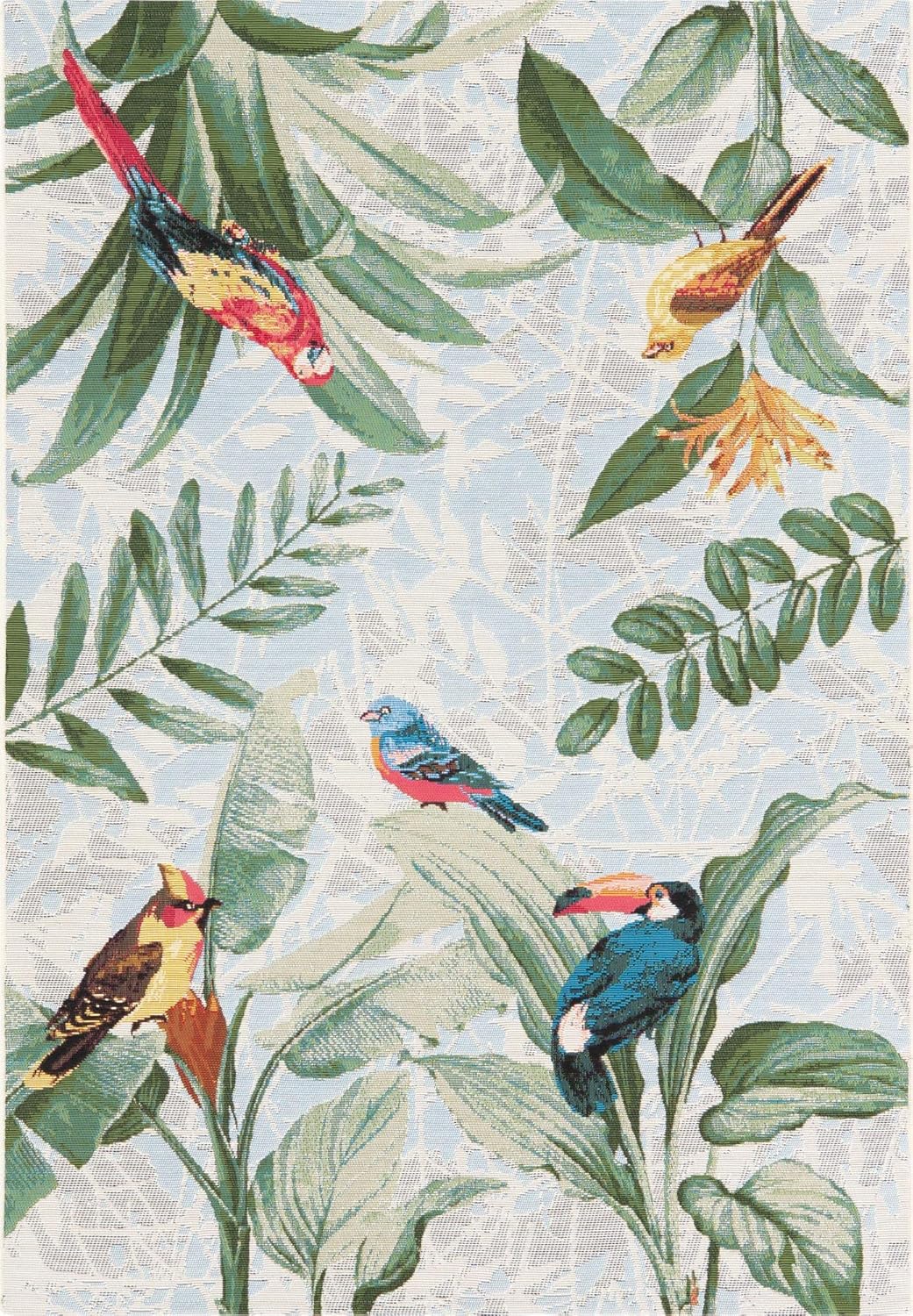 Unique Loom Outdoor Botanical Collection – Alfombra de área – Chanticleer (4 pies 1 pulgada x 6 pies 1 pulgada rectangular, multicolor, azul)
