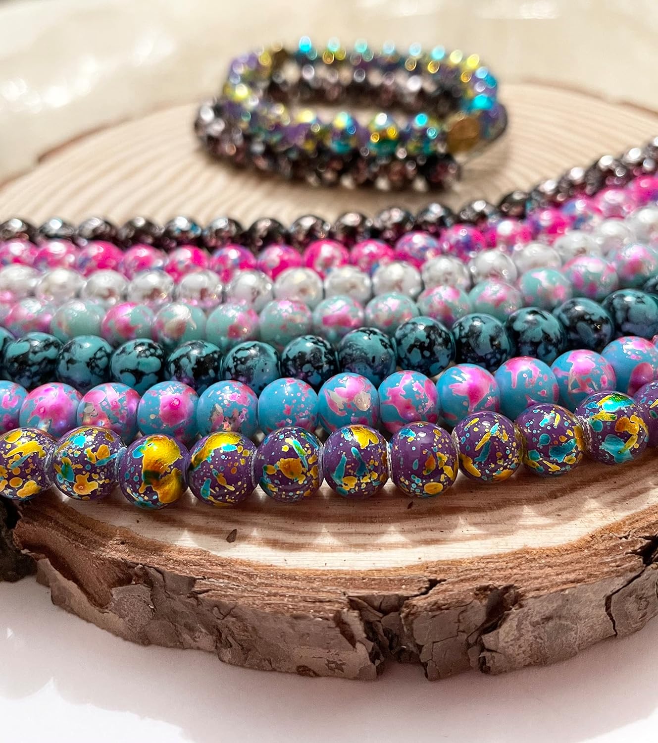 Cuentas de vidrio redondas de 0.315 pulgadas a granel para pulsera, suministros de joyería de bricolaje, regalo para abalorios, 200 piezas
