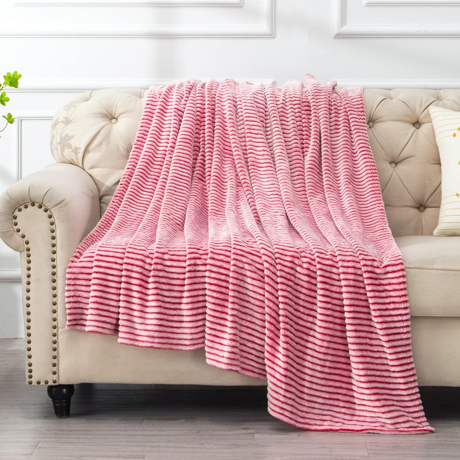 BEDELITE – Cobijas de franela a rayas y cuadros para sofá y dormitorio.