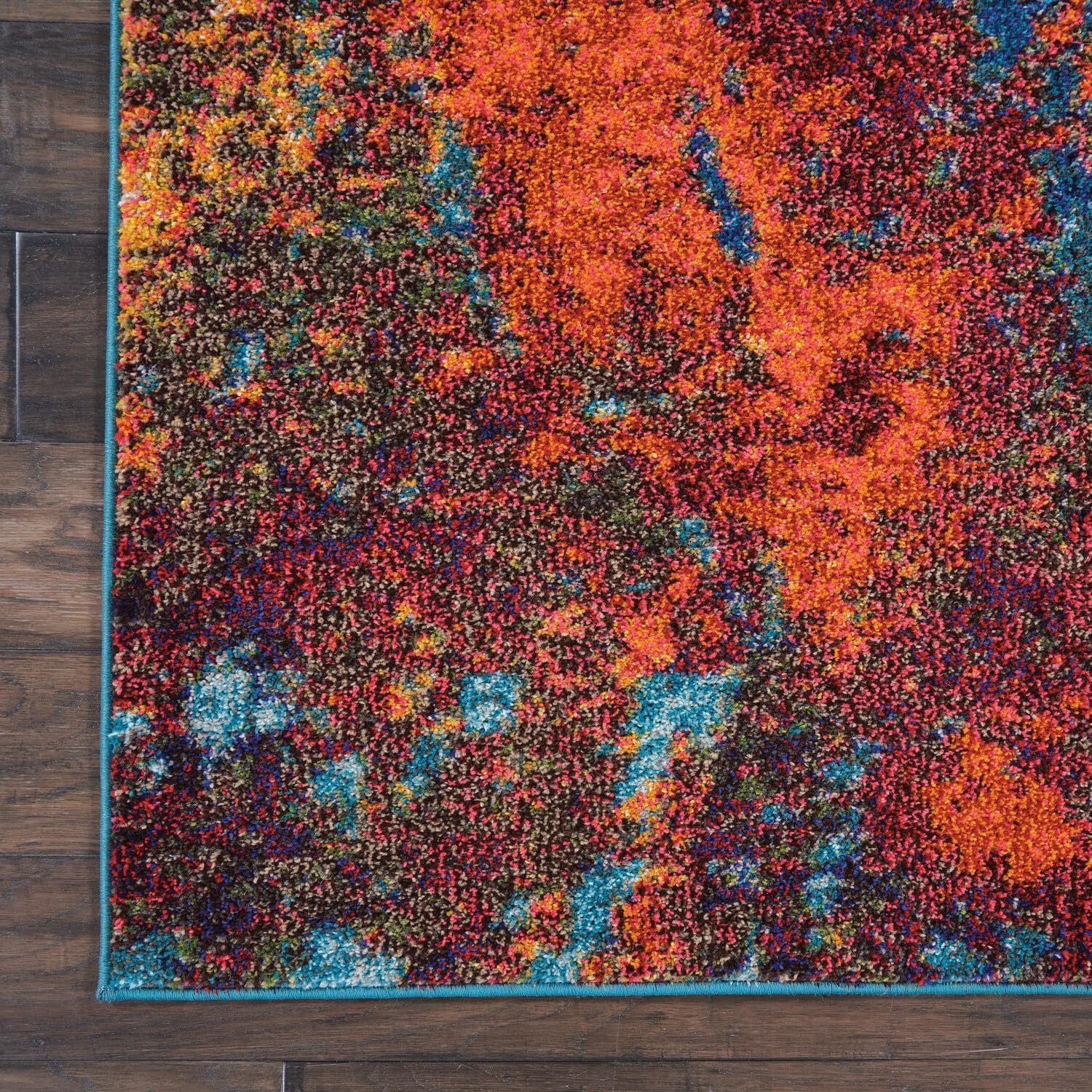 Nourison – Celestial – rojoazul atlántico – alfombra de área de 3 pies 11 pulgadas x 5 pies 11 pulgadas, contemporánea, abstracta, fácil de limpiar,