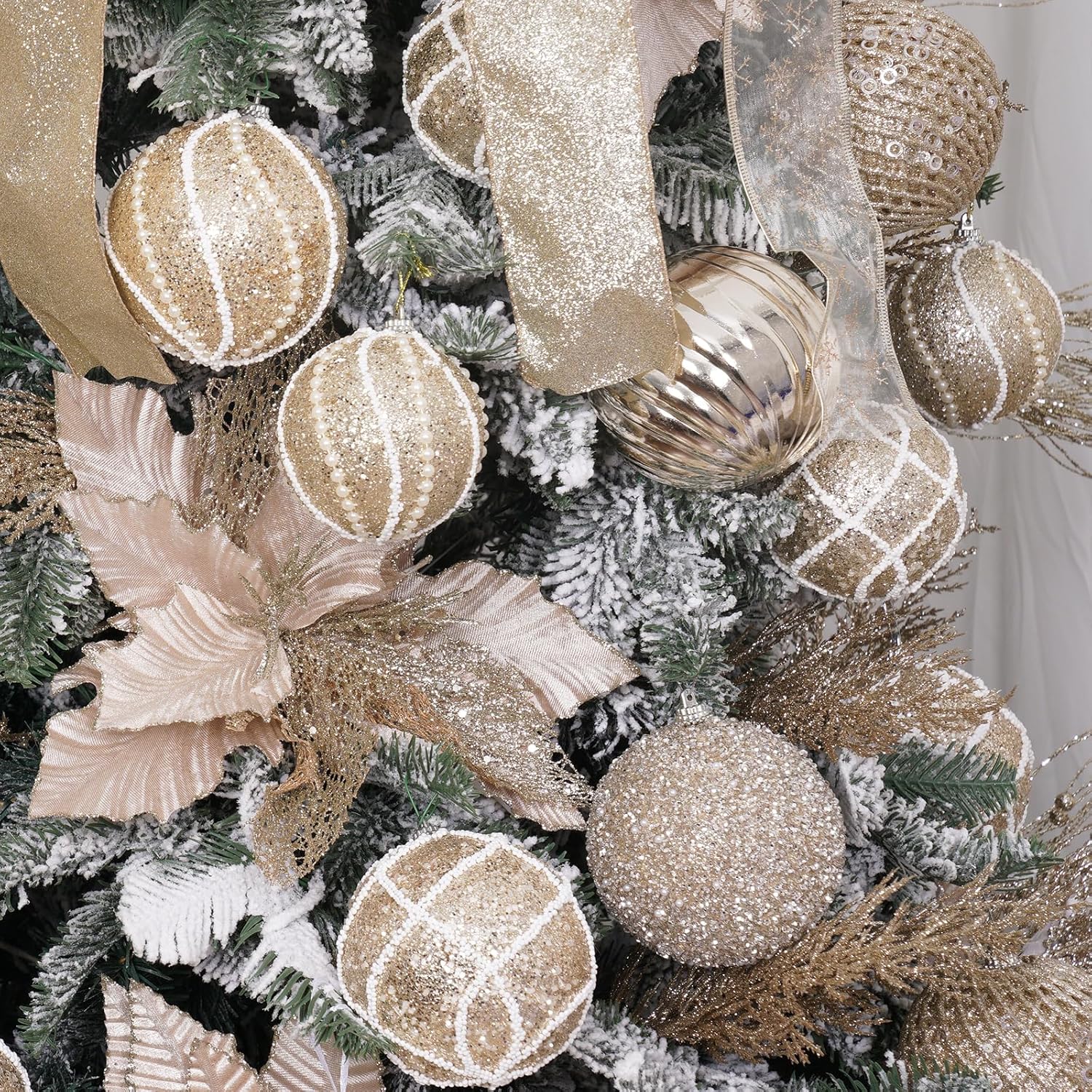 6 adornos de bola de Navidad con purpurina, bolas de Navidad inastillables, adornos de plástico champán de Navidad, bolas colgantes para decoración