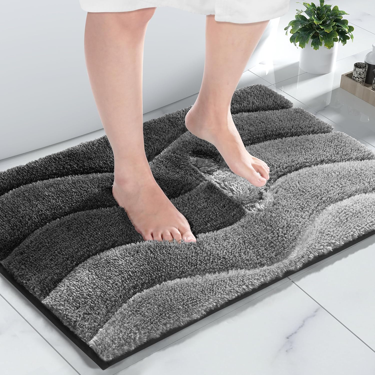 Yimobra Tapetes para baño, felpa de lujo y esponjosos, antideslizantes, de microfibra extragruesa, de secado rápido, antideslizantes, peludos,