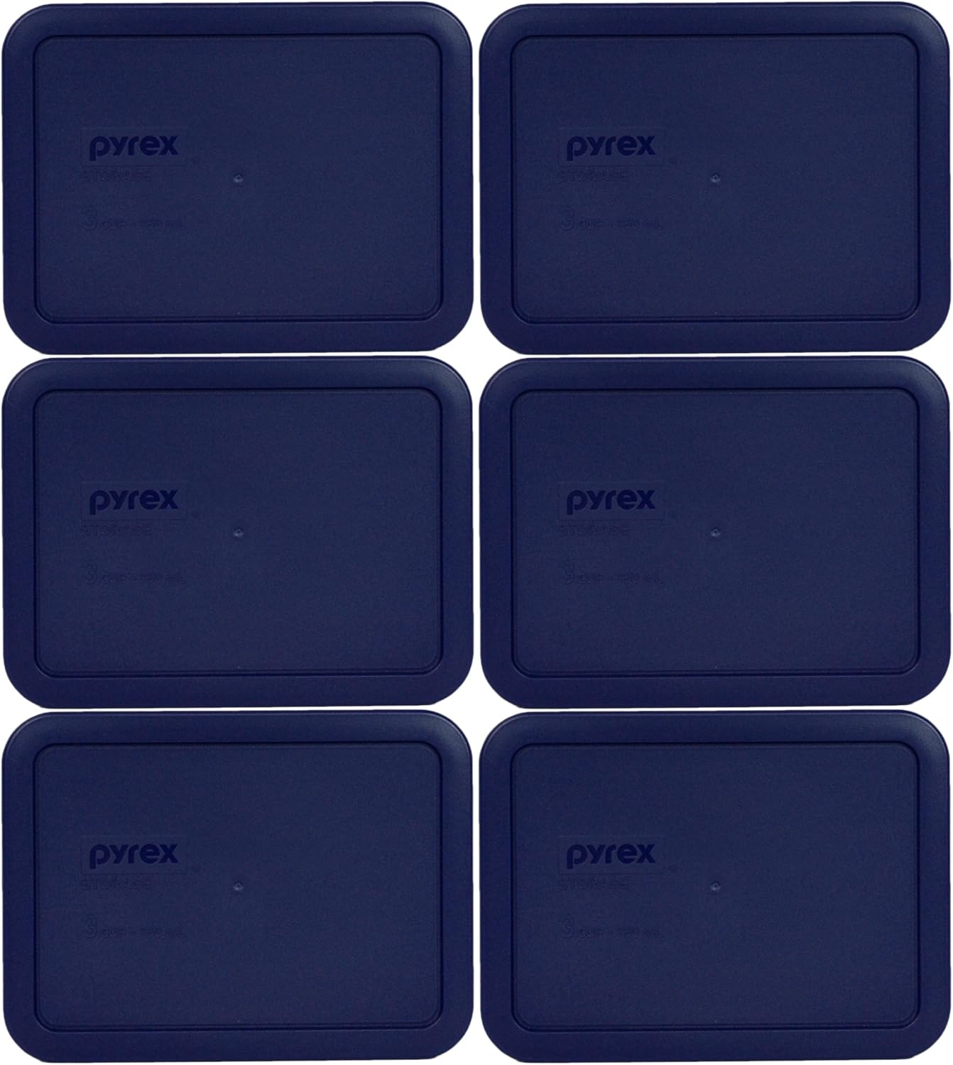 Pyrex 7210-PC – Tapa rectangular de plástico de 3 tazas, fabricada en Estados Unidos, paquete de 6