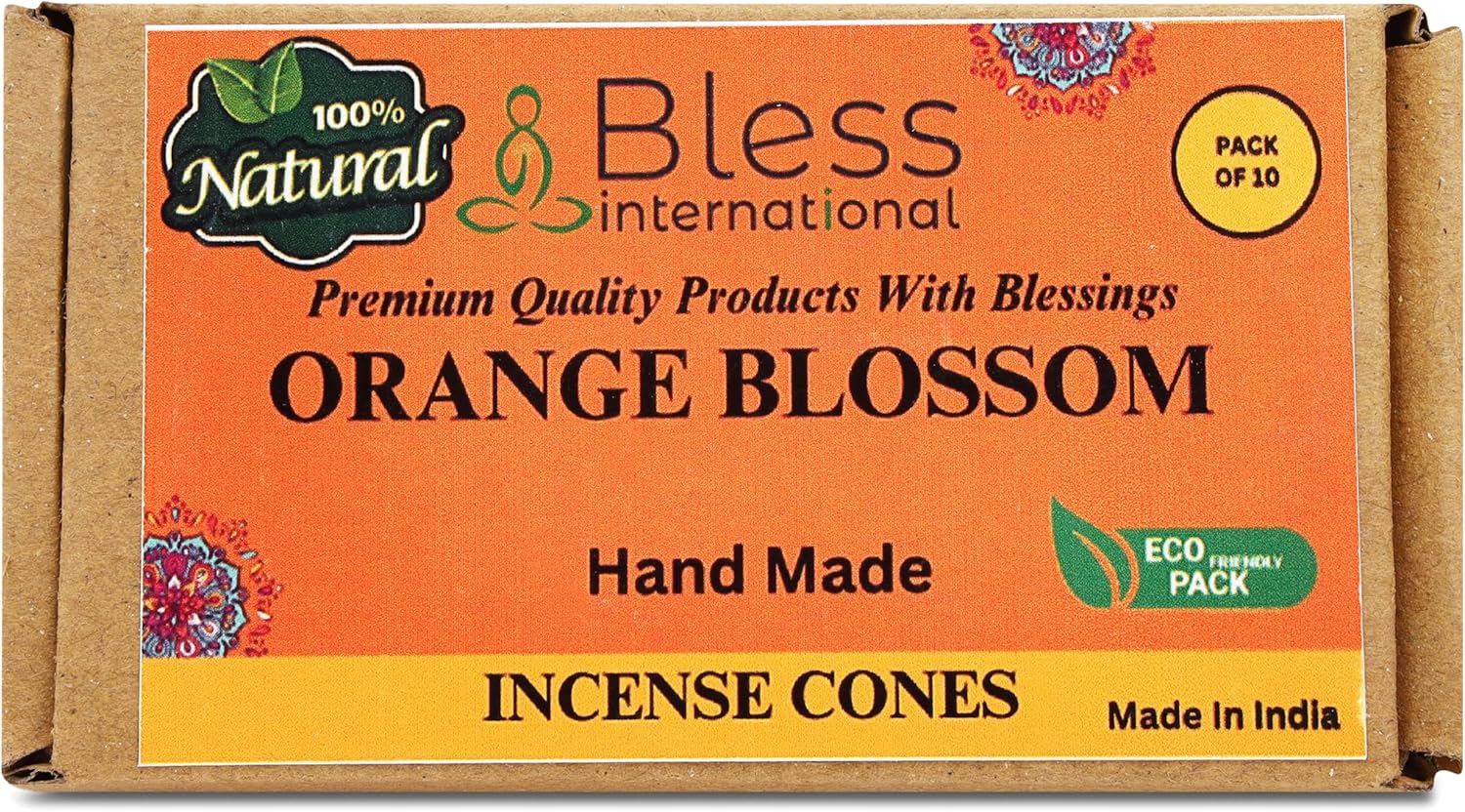 Bless International Flor de naranja 100% natural – Conos de incienso hechos a mano, sumergidos a mano, orgánicos, sin productos químicos para