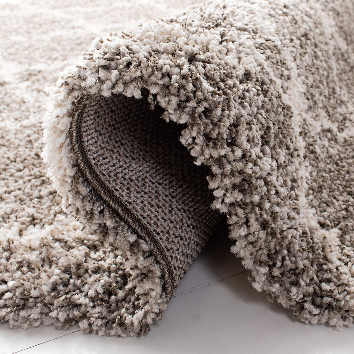 SAFAVIEH Hudson Shag Collection SGH282B – Alfombra de área marroquí redonda de 7 pies con diseño de enrejado que no desprende pelusa, para sala de