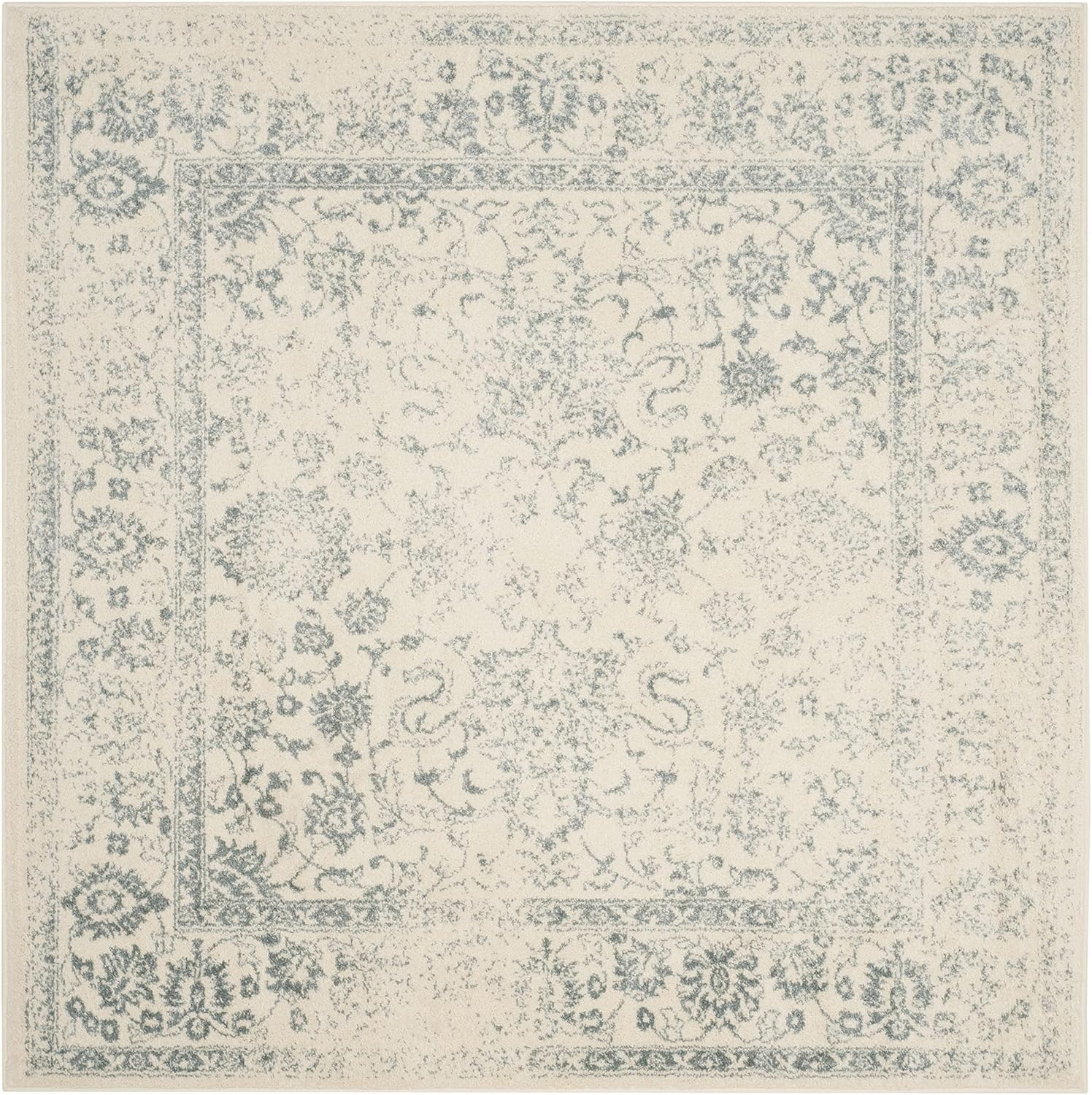 Safavieh colección Adirondack – Alfombra de área cuadrada, 8 pies, marfilgris pizarra, diseño oriental desgastado, no desprende pelusa psala de