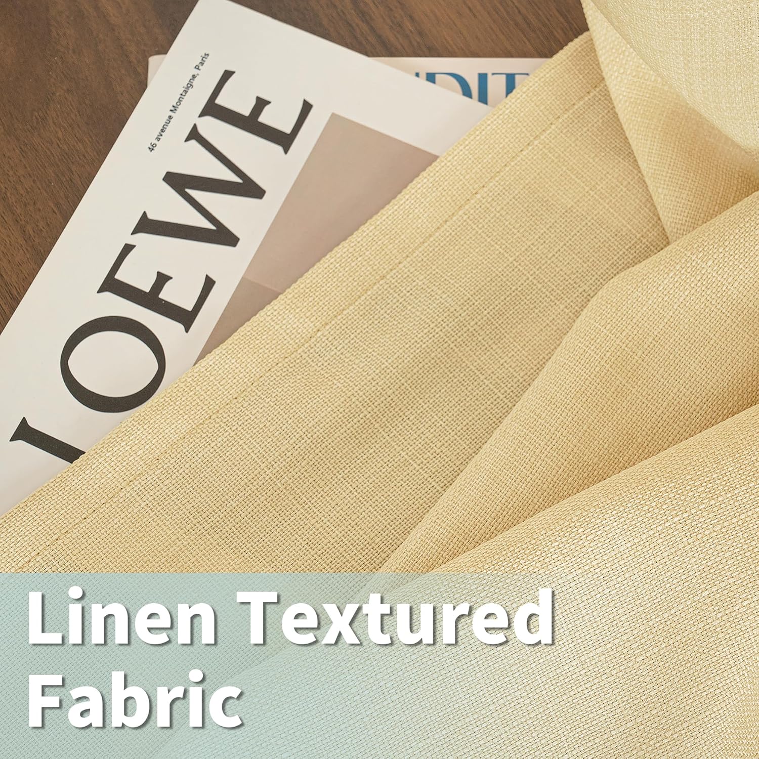 LAMIT Cortinas de lino beige camello para sala de estar, 84 pulgadas, cortinas texturizadas de lino sintético con ojales, paneles de arpillera