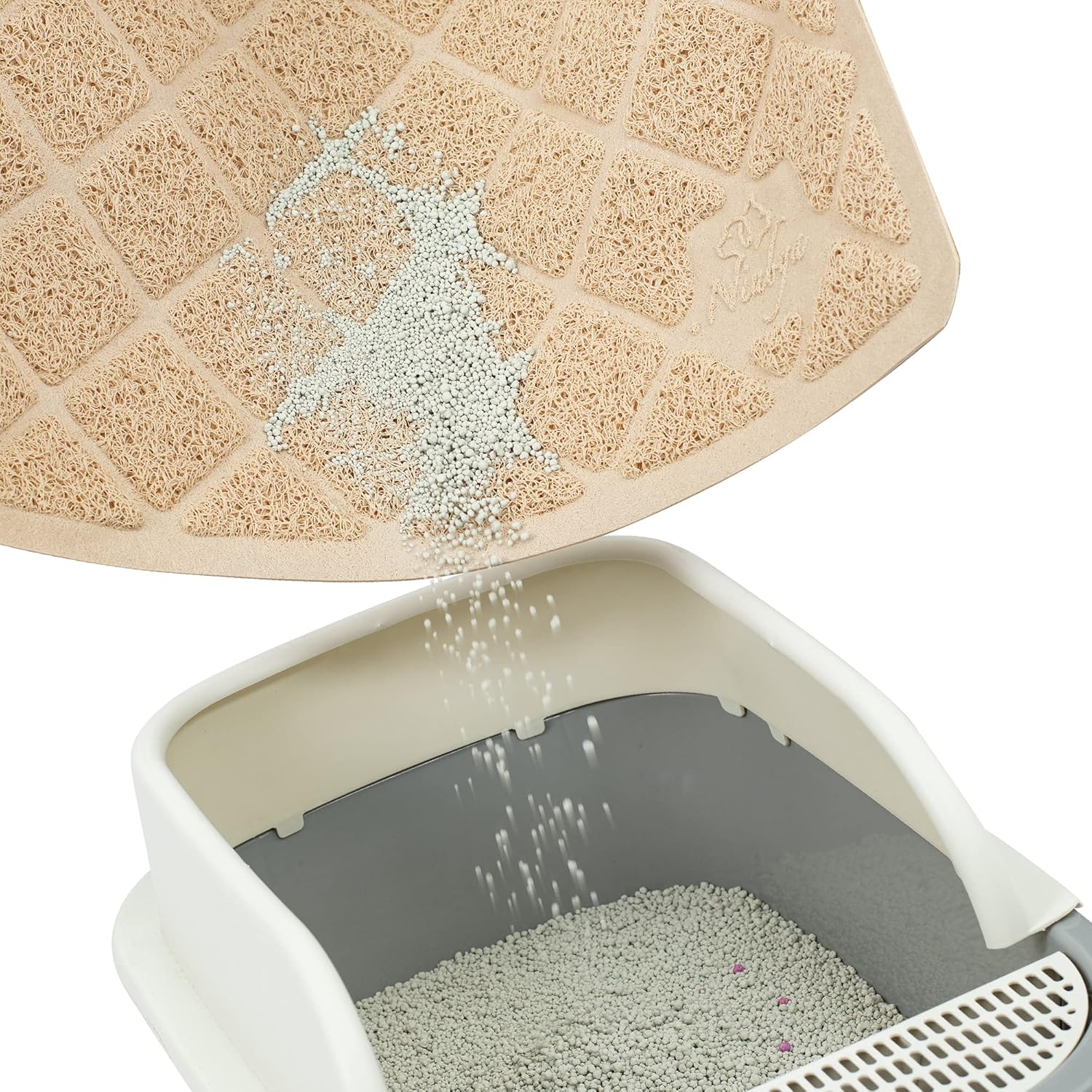 Niubya Tapete de arena para gatos de alta calidad, tapete para caja de arena con respaldo antideslizante e impermeable, tapete suave para patas de