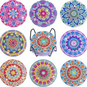 8 posavasos de arte de diamante, kits de pintura de diamantes de mandala para adultos, niños y principiantes, posavasos de pintura de diamante, 8 posavasos de arte de diamante, kits de pintura de diamantes de mandala para adultos, niños y principiantes, posavasos de pintura de diamante,