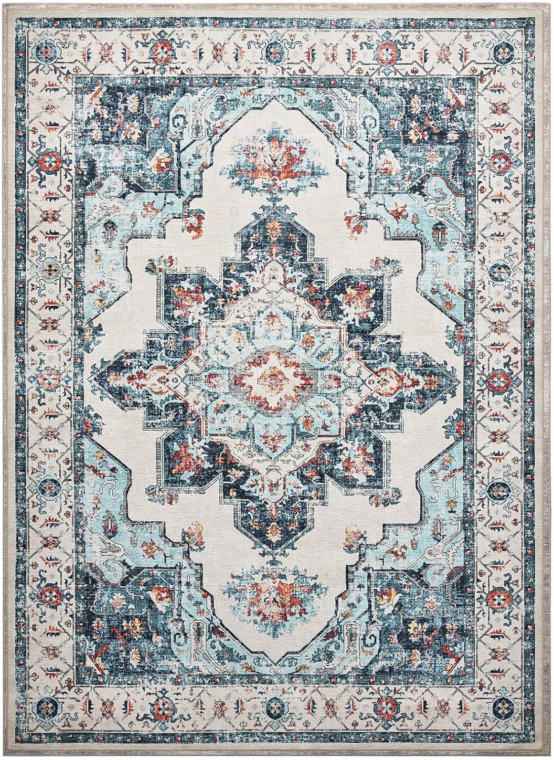Area Rugs – Alfombra para sala de estar, alfombra lavable de 8 x 10 pies, bohemio, antideslizante, alfombra de área grande para dormitorio, comedor,