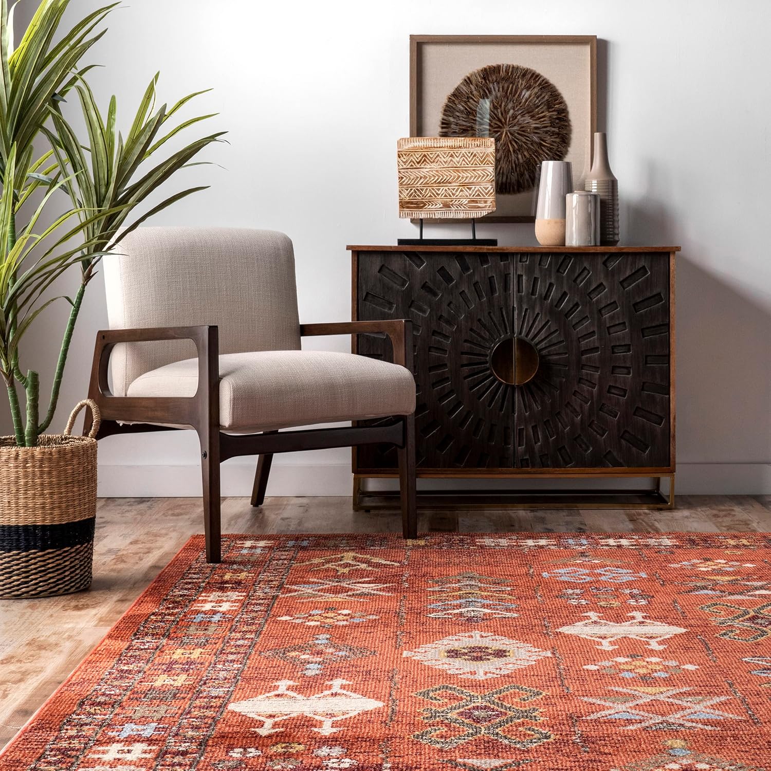 nuLOOM Alfombra tribal de transición Wilma, 5×8, naranja