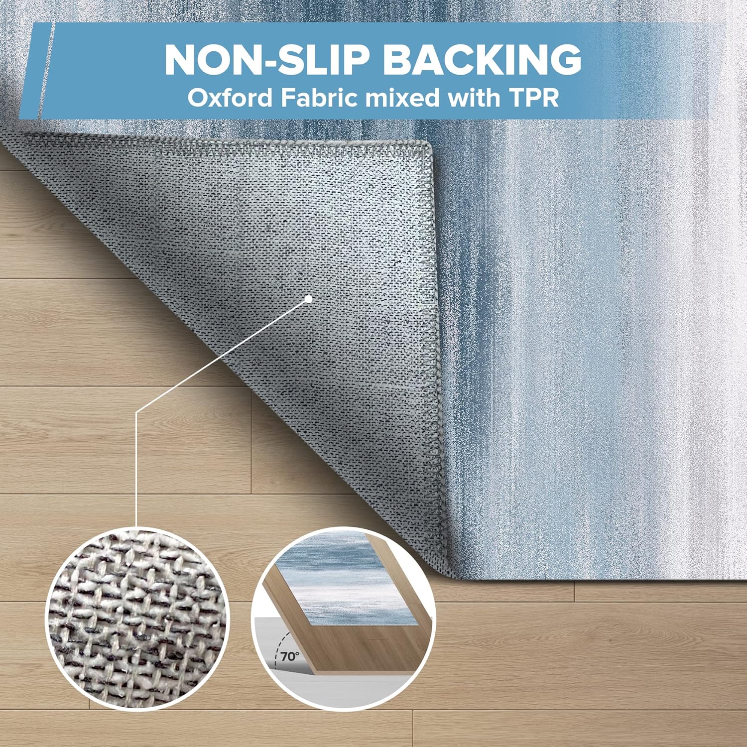 Pajata Alfombra azul de 5 x 7 pies, lavable a máquina, para sala de estar, dormitorio, antideslizante, grande, abstracto, azul marino y gris,