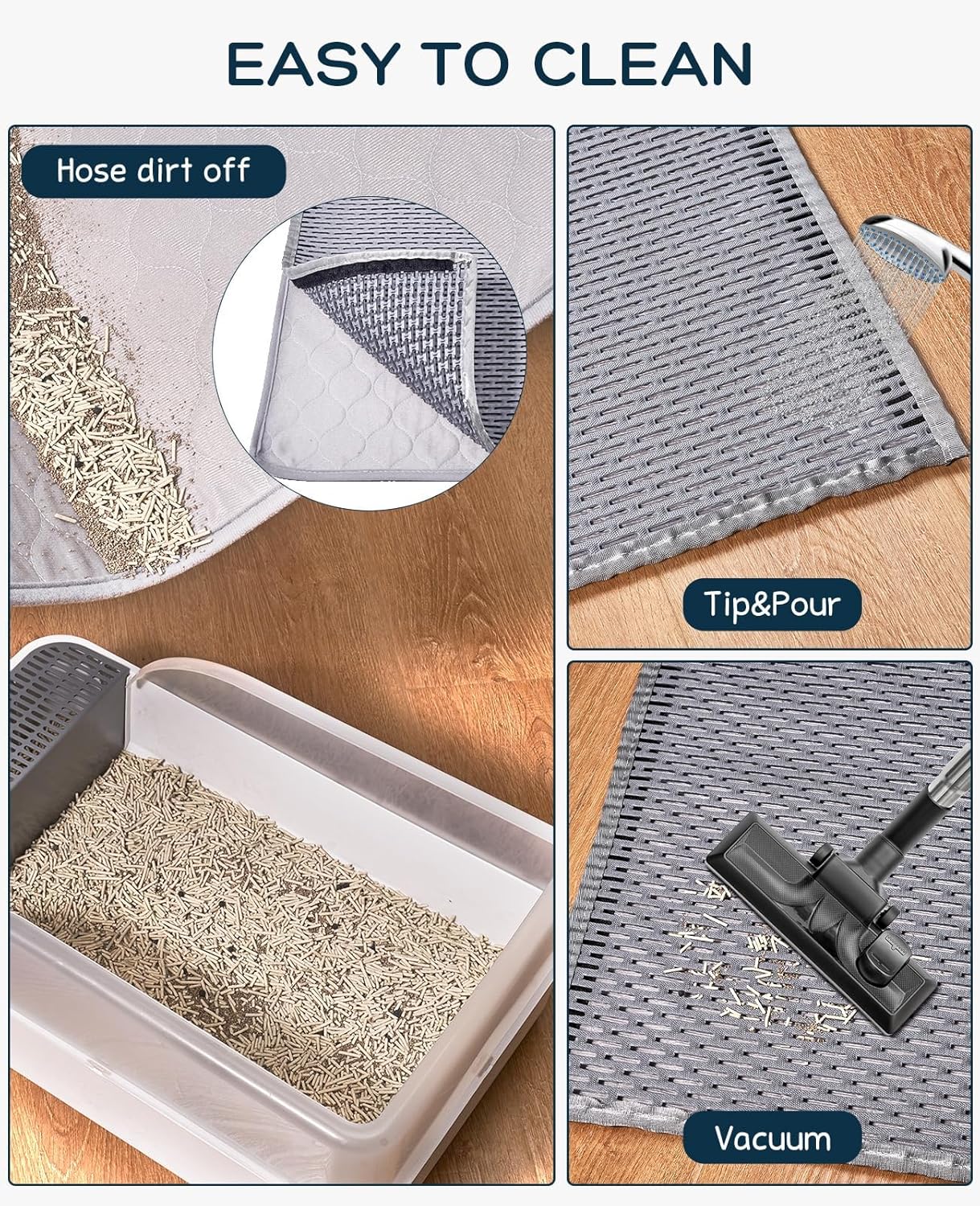 BurgeonNest Tapete de arena para gatos de 45 x 32 pulgadas, diseño de velcro, lavable extra grande XL, tapete para atrapar arena para gatitos,