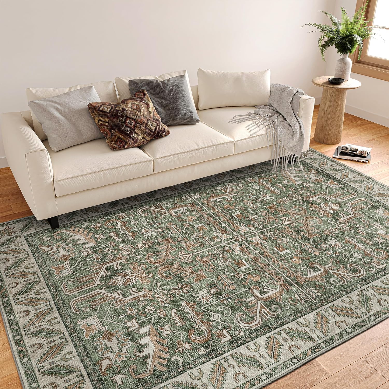 Valenrug Alfombra lavable de 6 x 9 pulgadas, ultrafina, colección antigua, resistente a las manchas, para sala de estar, dormitorio, alfombra