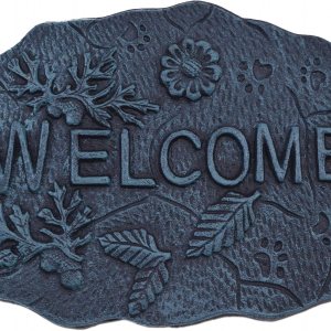 Placa decorativa de bienvenida con diseño de hojas y bellotas Verdigris de hierro fundido de 11.5 pulgadas Placa decorativa de bienvenida con diseño de hojas y bellotas Verdigris de hierro fundido de 11.5 pulgadas