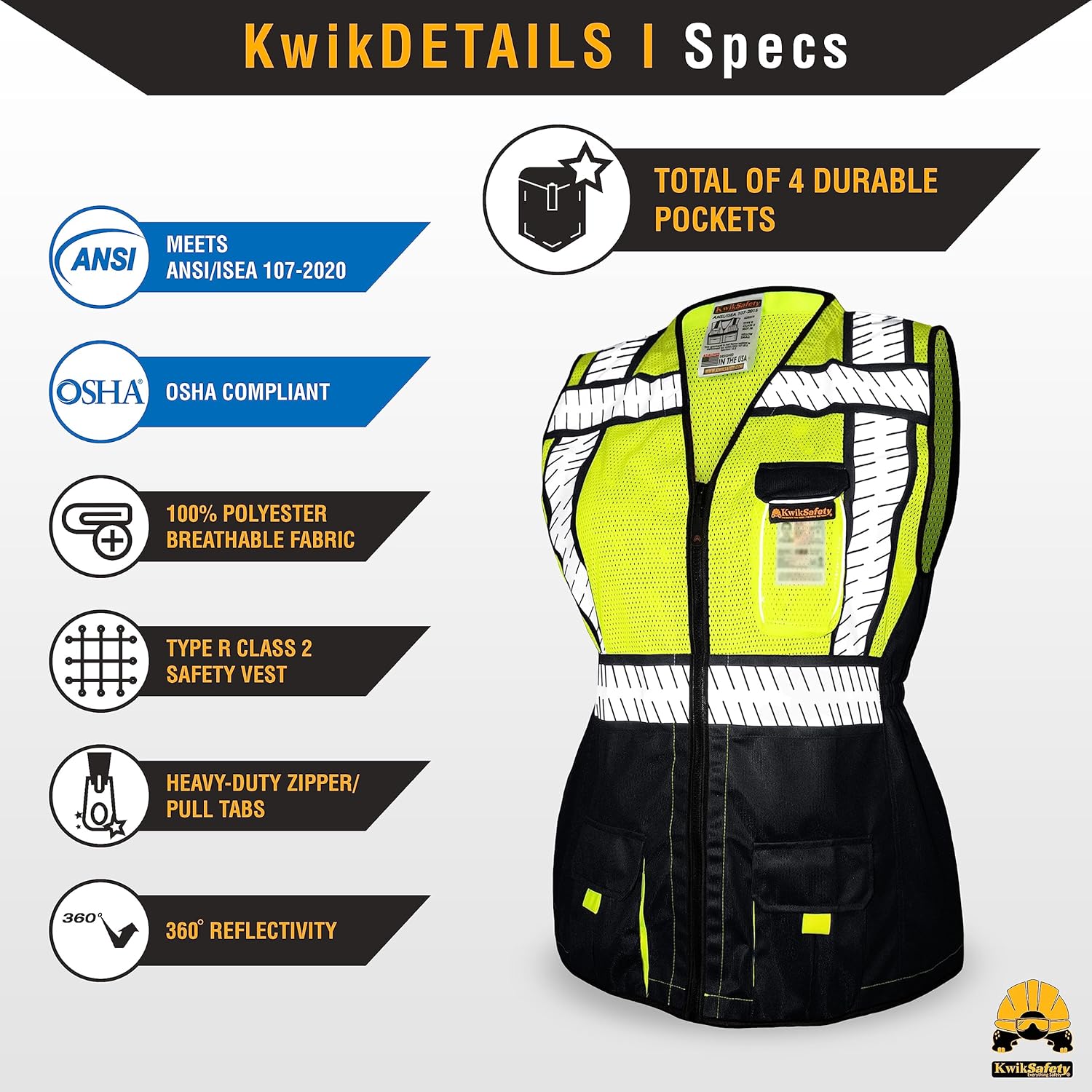 KwikSafety – Charlotte, NC – SHERIFF & SPECIALIST Chaleco de Seguridad para Mujer ANSI OSHA