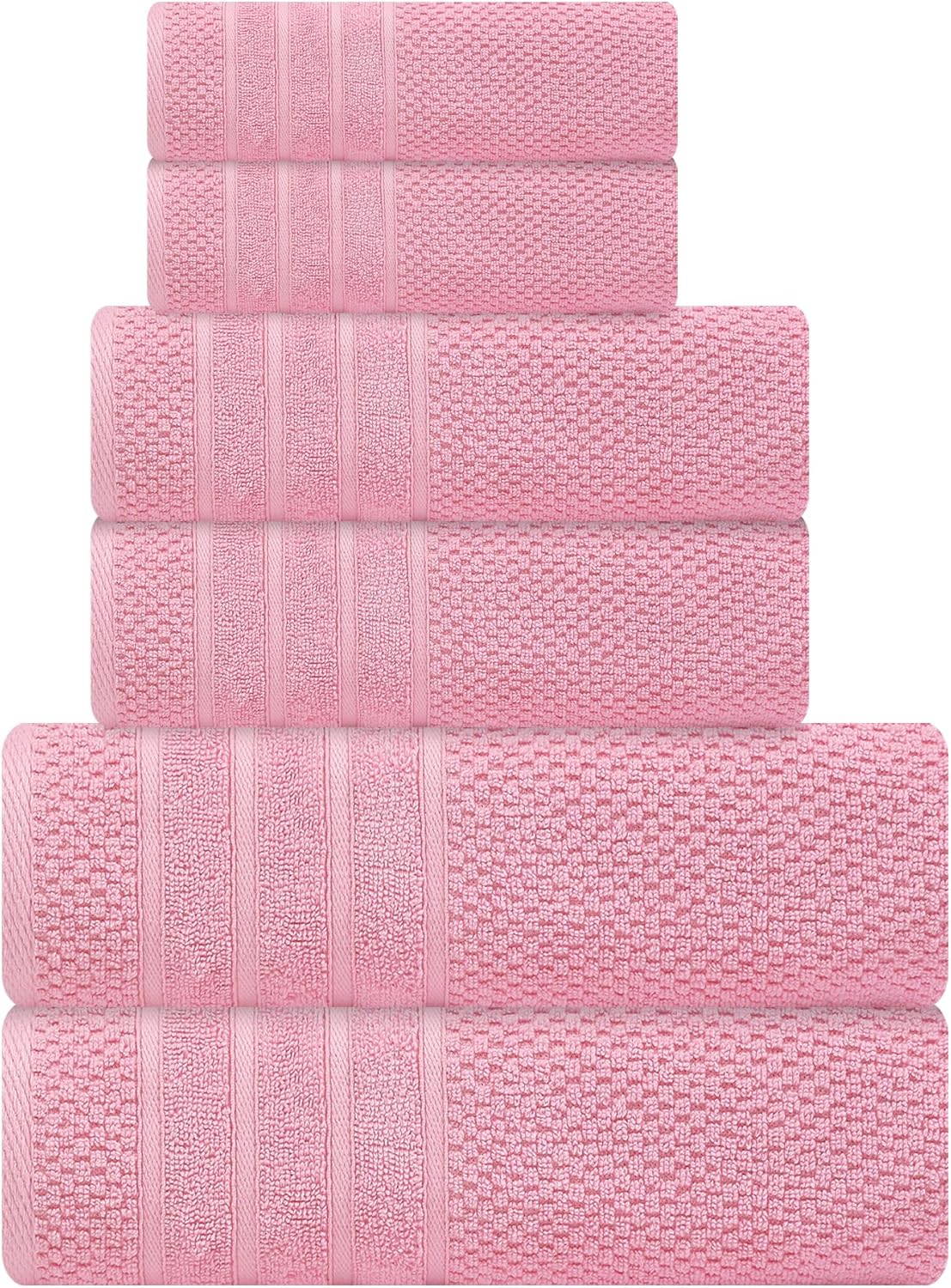 Juego de toallas de baño, 100% algodón, 2 toallas de baño, 2 toallas de mano y 2 toallas pequeñas, de secado rápido, absorbentes, suaves y