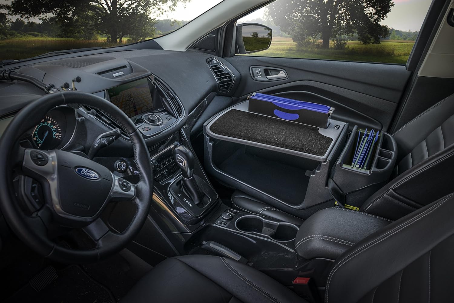 Escritorio AutoExec Efficiency FileMaster para automóvil, con soporte para teléfono