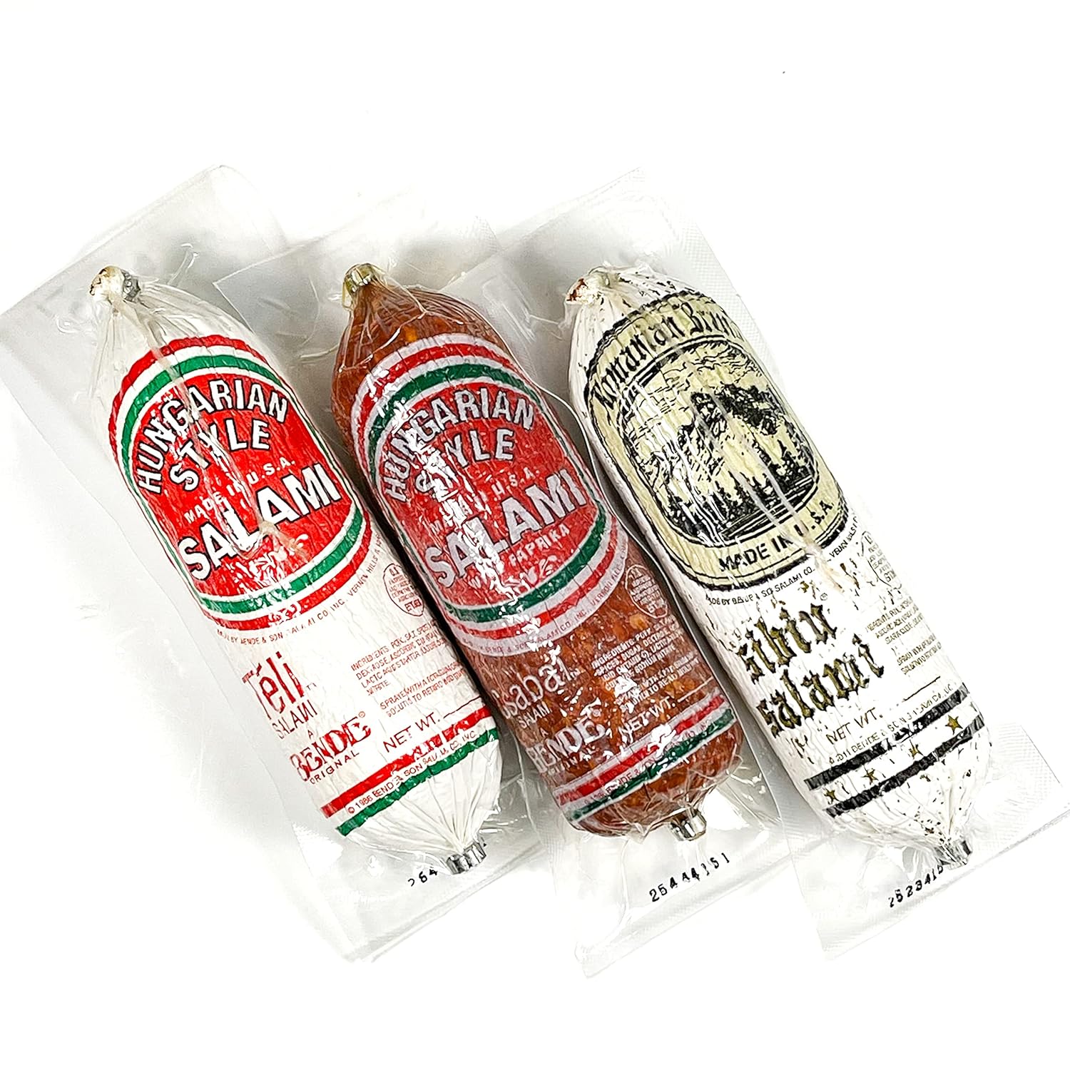Sibiu, Csabai, Teli Salami, Húngaro y Rumano, Cerdo y Pimentón Marca Seco Envejecido Salchichas, Pack de 3, Regalo Gourmet