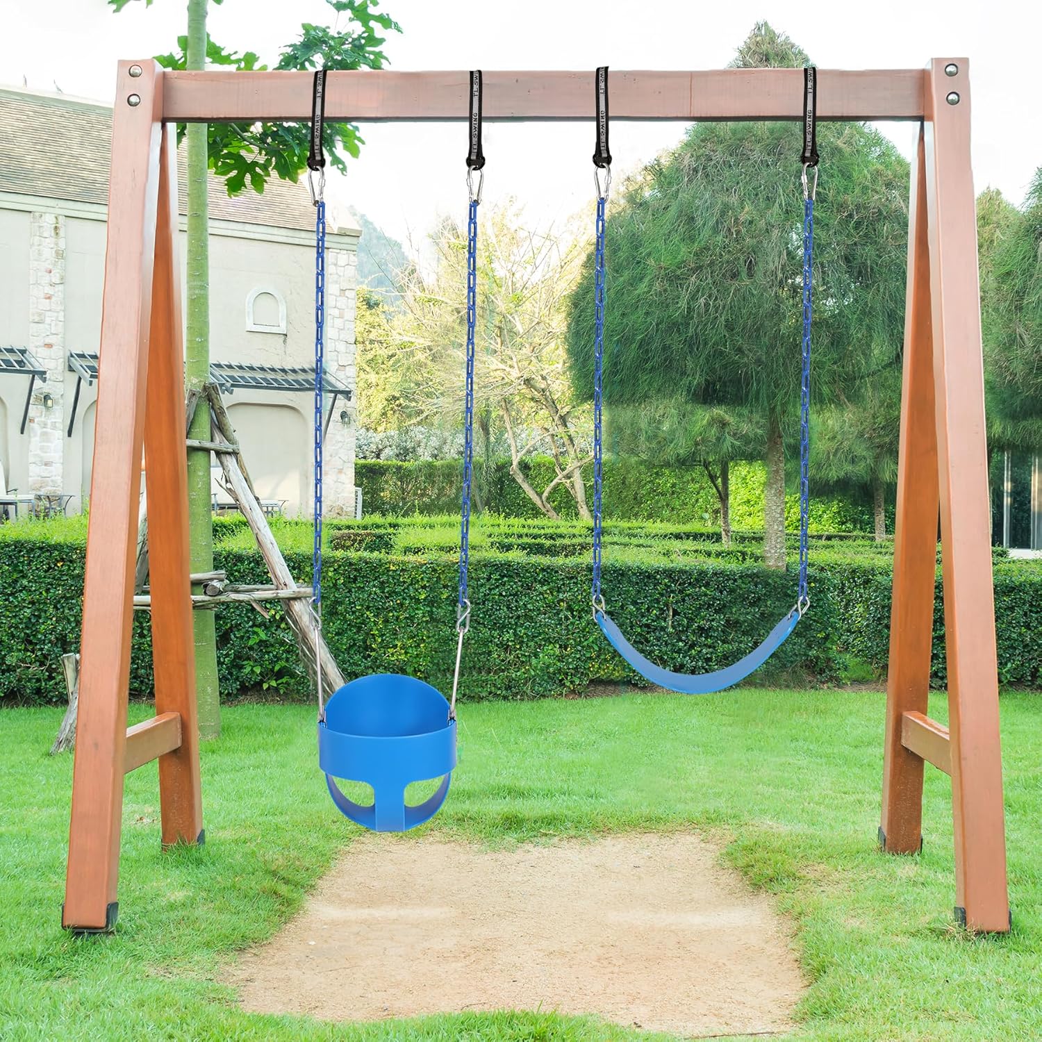 RedSwing Columpio de cubo completo de respaldo alto con asiento de columpio resistente (triángulo y cadena de inmersión), correas de árbol
