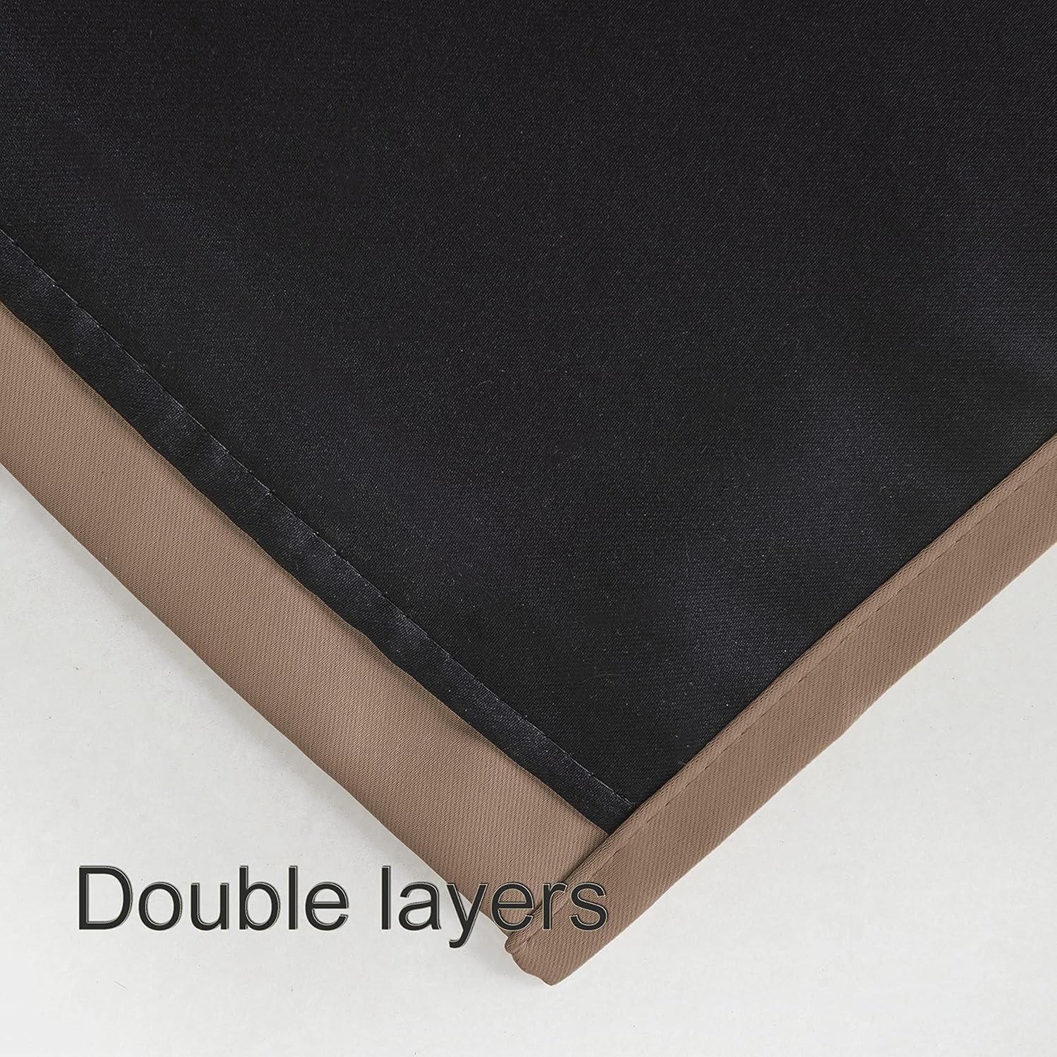 LEMOMO Cortinas capuchino 100% opacas con forro negro, 52 x 84 pulgadas, juego de 2 paneles con aislamiento térmico para oscurecer la habitación