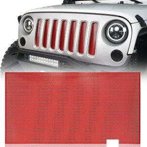 Wrangler – Deflector de malla para rejilla frontal color rojo compatible con Jeep JK Wrangler 2007-2018 Wrangler – Deflector de malla para rejilla frontal color rojo compatible con Jeep JK Wrangler 2007-2018